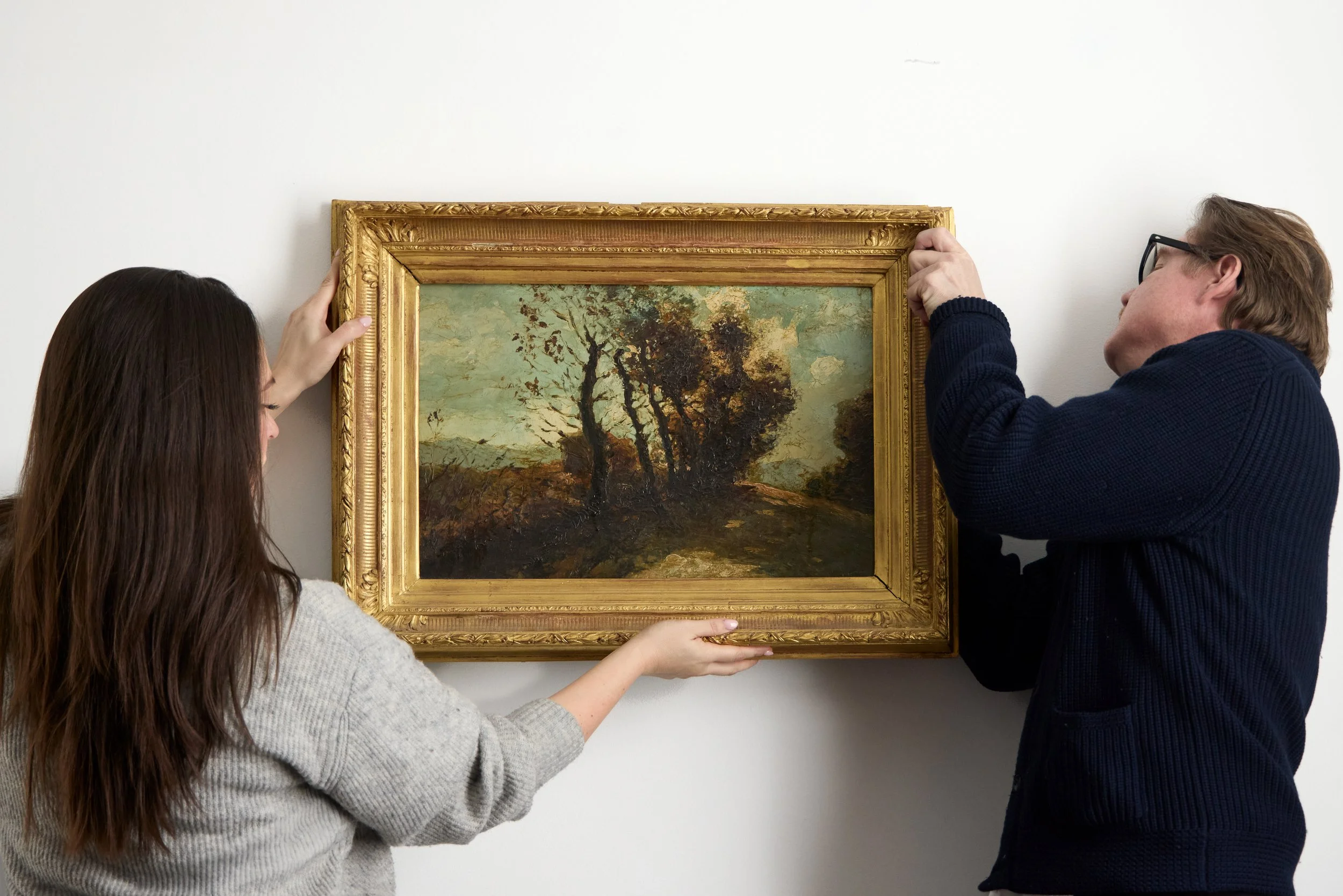 Found Antique Oil Landscape Floral Painting