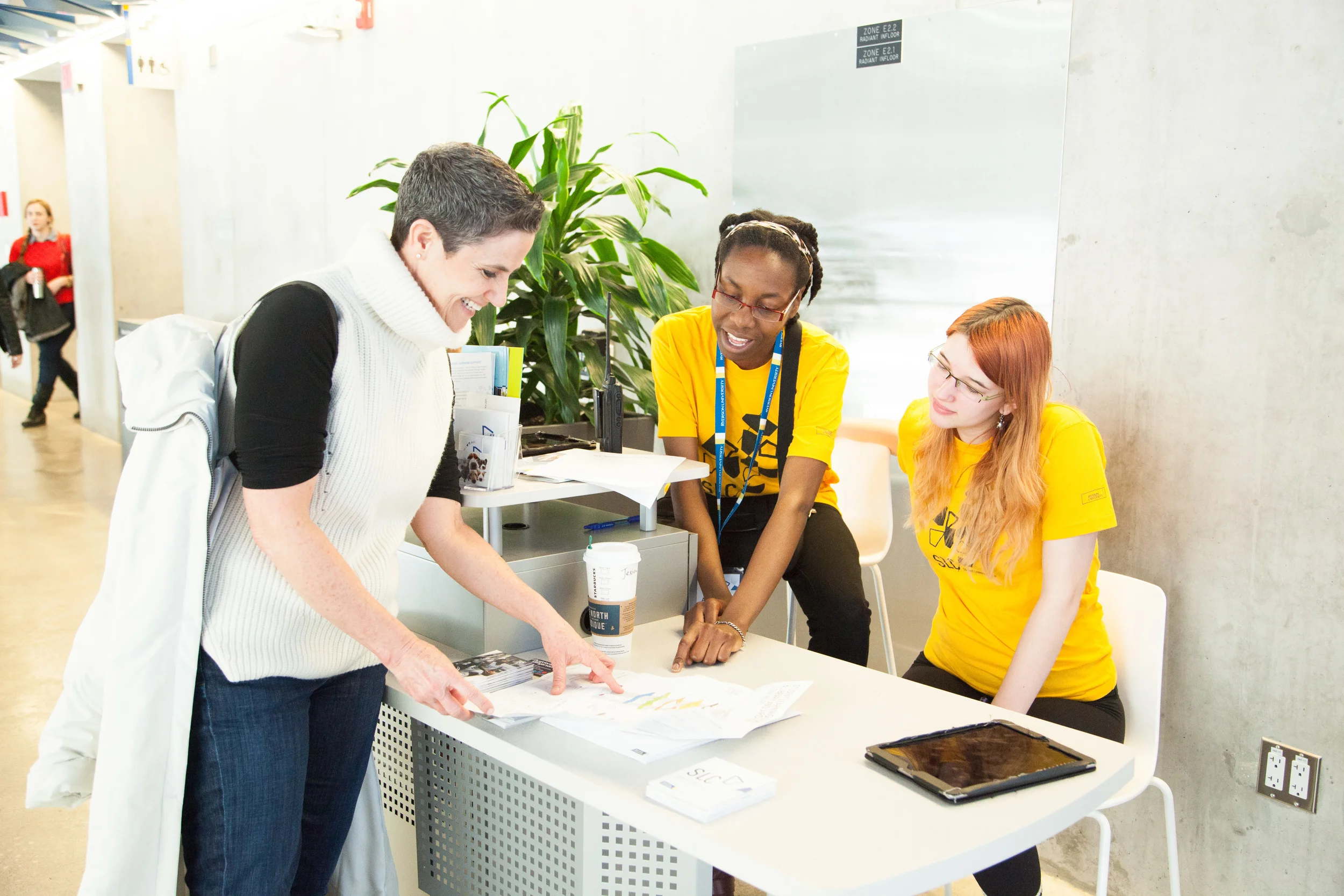The student staff at the University were super friendly! Here they are directing me on which parts of the building to see.