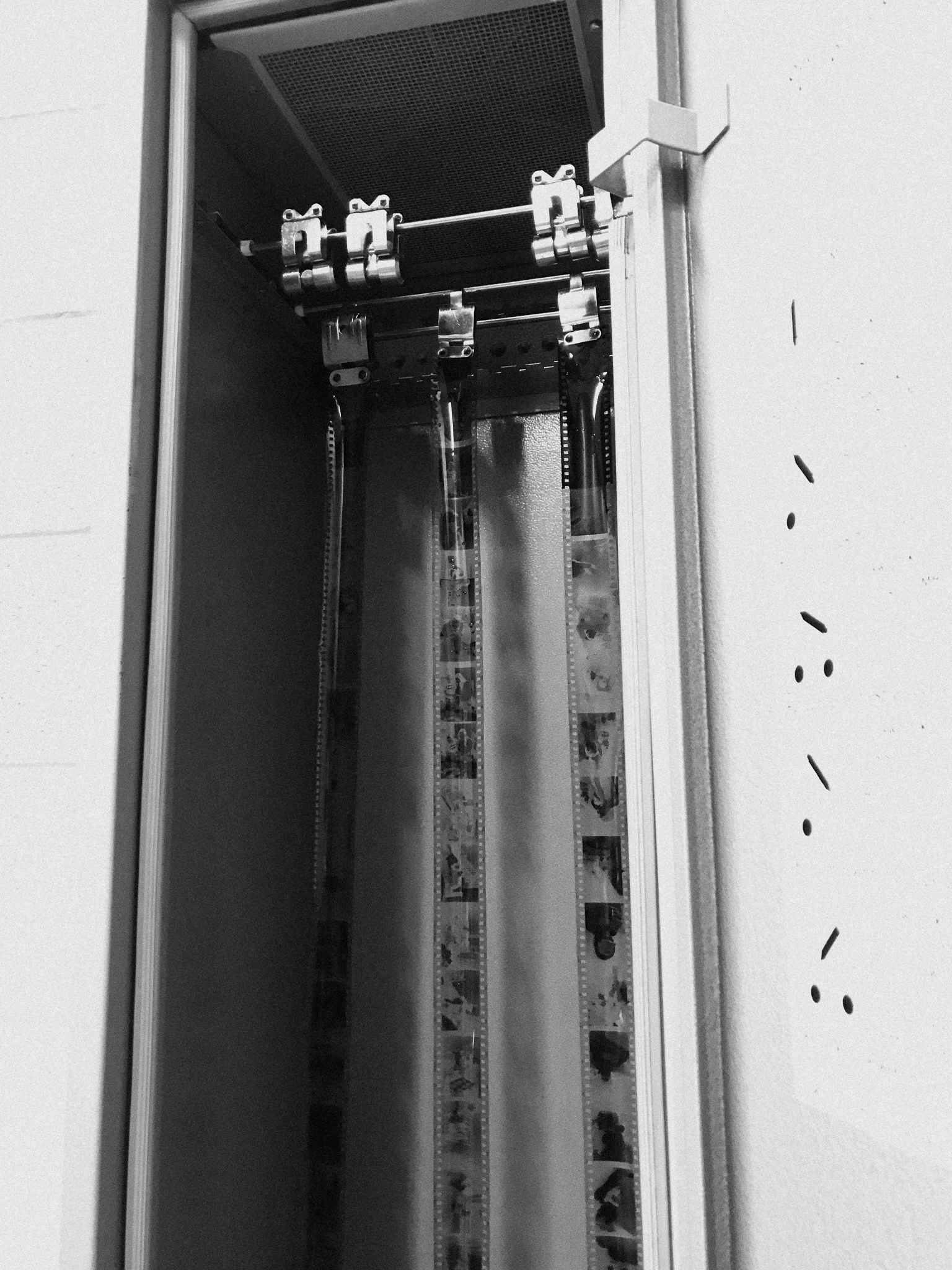 Film is hung to dry.