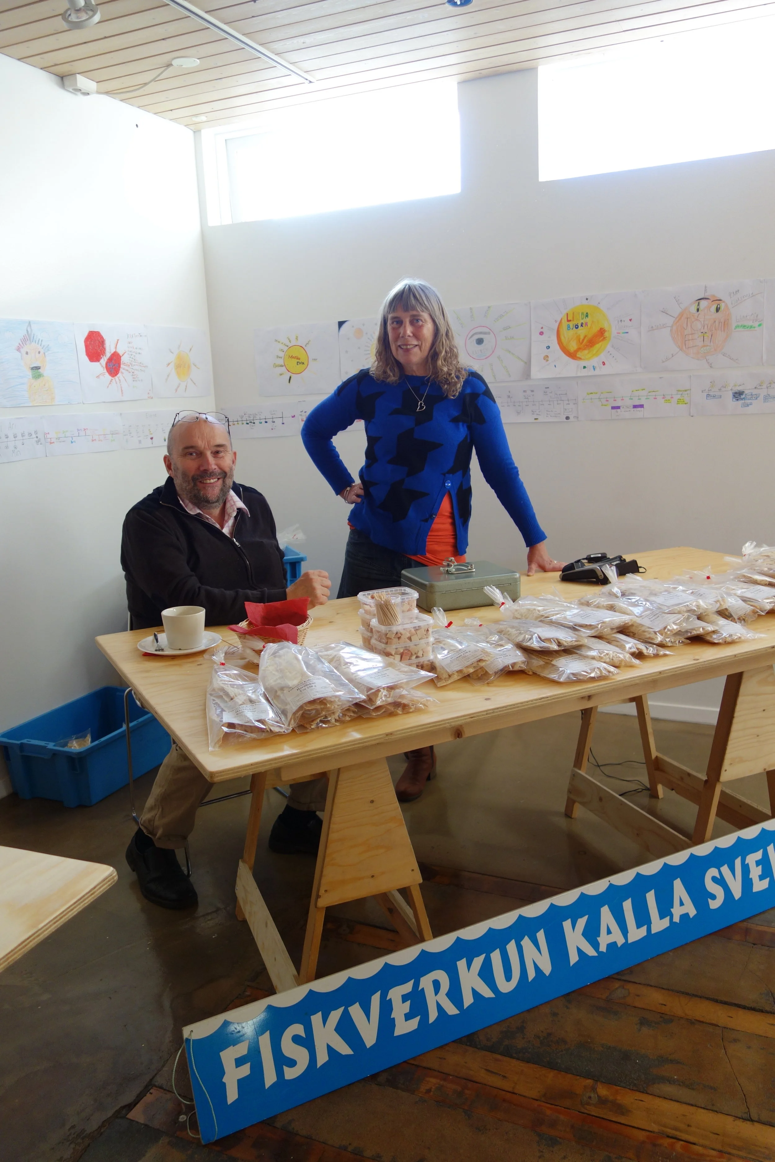 Halldór Ármann Eiðsson and Sigurlaug Margrét Bragadóttir, who own and operate the fish factory in Borgarfjörður Eystri, where my mom and I visited the rows of dangling fish heads. Coincidentally, their house is also the very home that Sigri Dur and I stopped at to use the bathroom on our road trip. Sigri Dur let herself into their home and explained that she has known them for half a century.