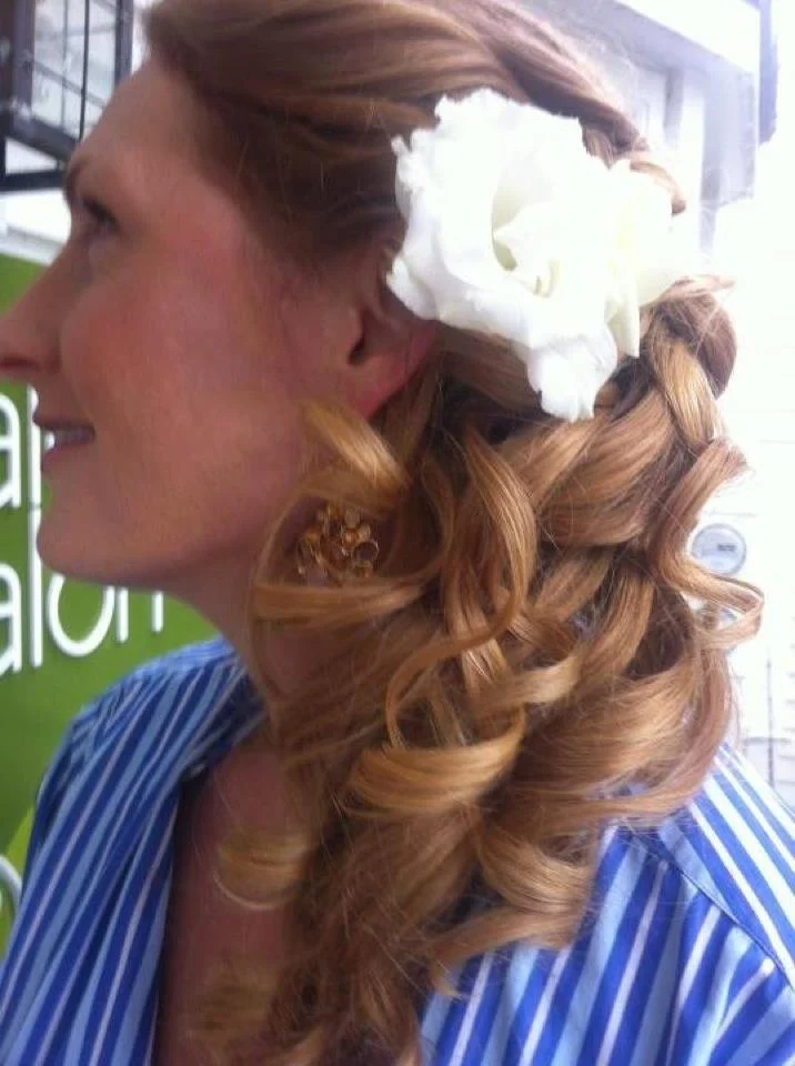 Wedding hair updo half up stowe vermont