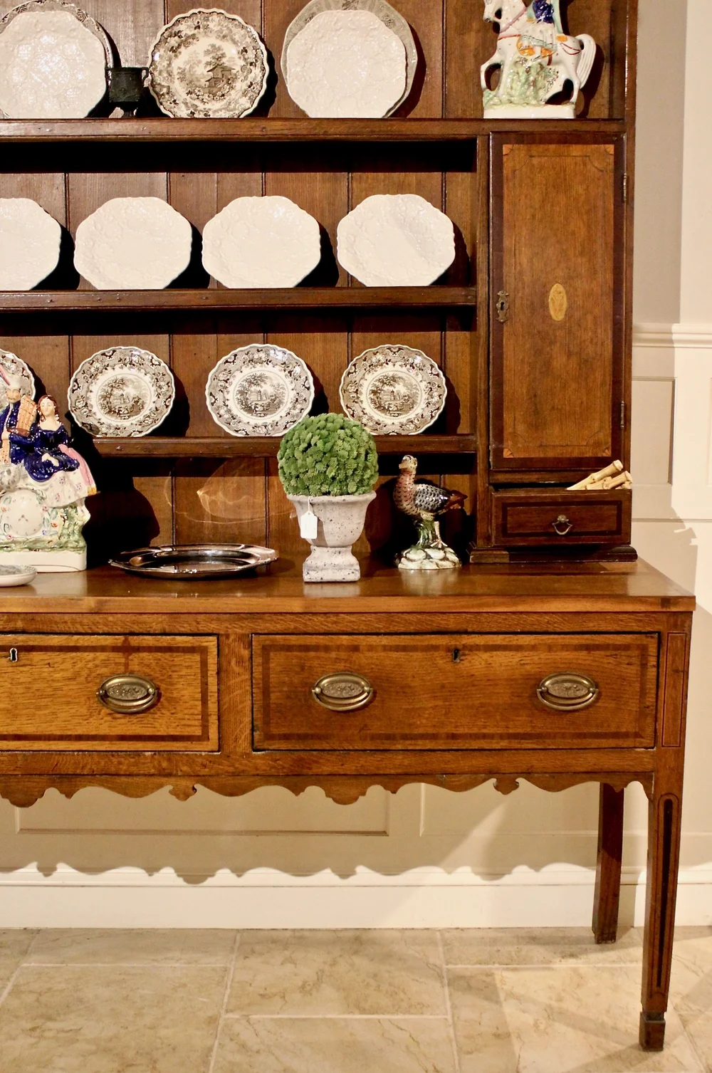 welsh dresser Antique French Provincial Solid Wood Buffet with Hutch