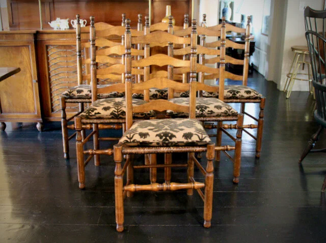 Ladder Back Rush Seat Side Chairs with Not antique