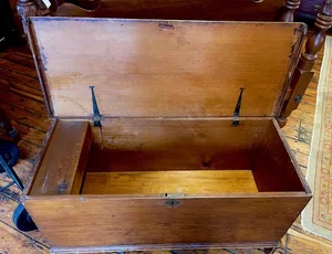 SKU: LA220 Blanket Chest with Boot Jack Ends in Pine, Circa 1800 — LEONARDS  NEW ENGLAND