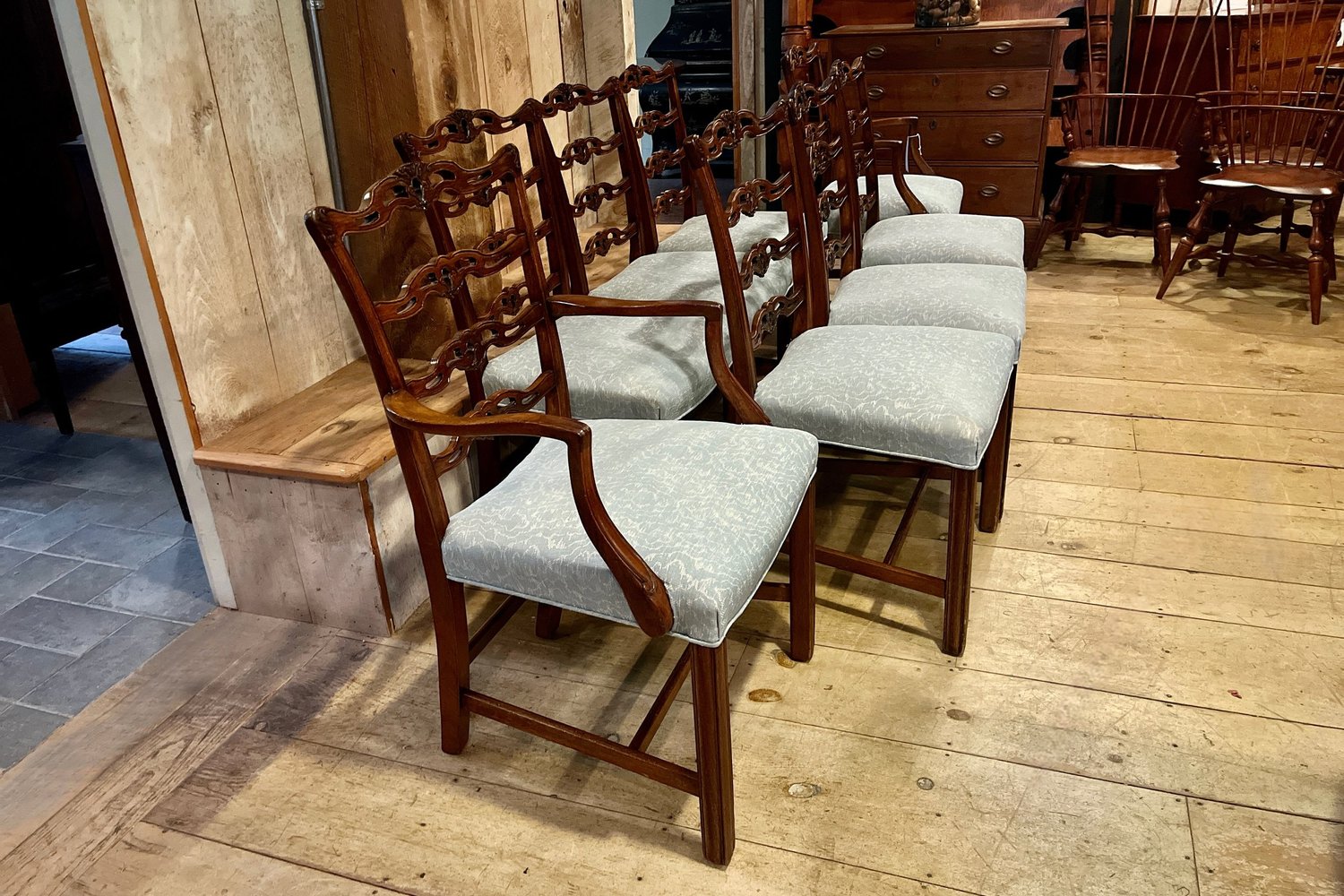 Set of Chippendale Ribbon-back Chairs in Mahogany with