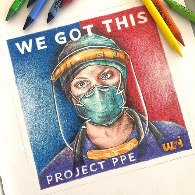 Illustration to launch our Project PPE for my non-profit, World Children&rsquo;s Initiative (WCI). We&rsquo;ve donated over 23,000 face shields across the country to healthcare workers on the frontline in partnership with Charlotte MEDI. @wci_project