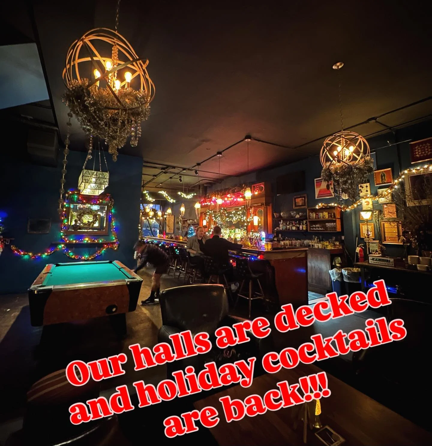 And just like that, the holidays are upon us again! Come get festive with us, holiday drinks are dropping tonight! Hot Buttered Rum! Nog! You know what to do. #holidaydrinks #feliznavidad #xmasdecor