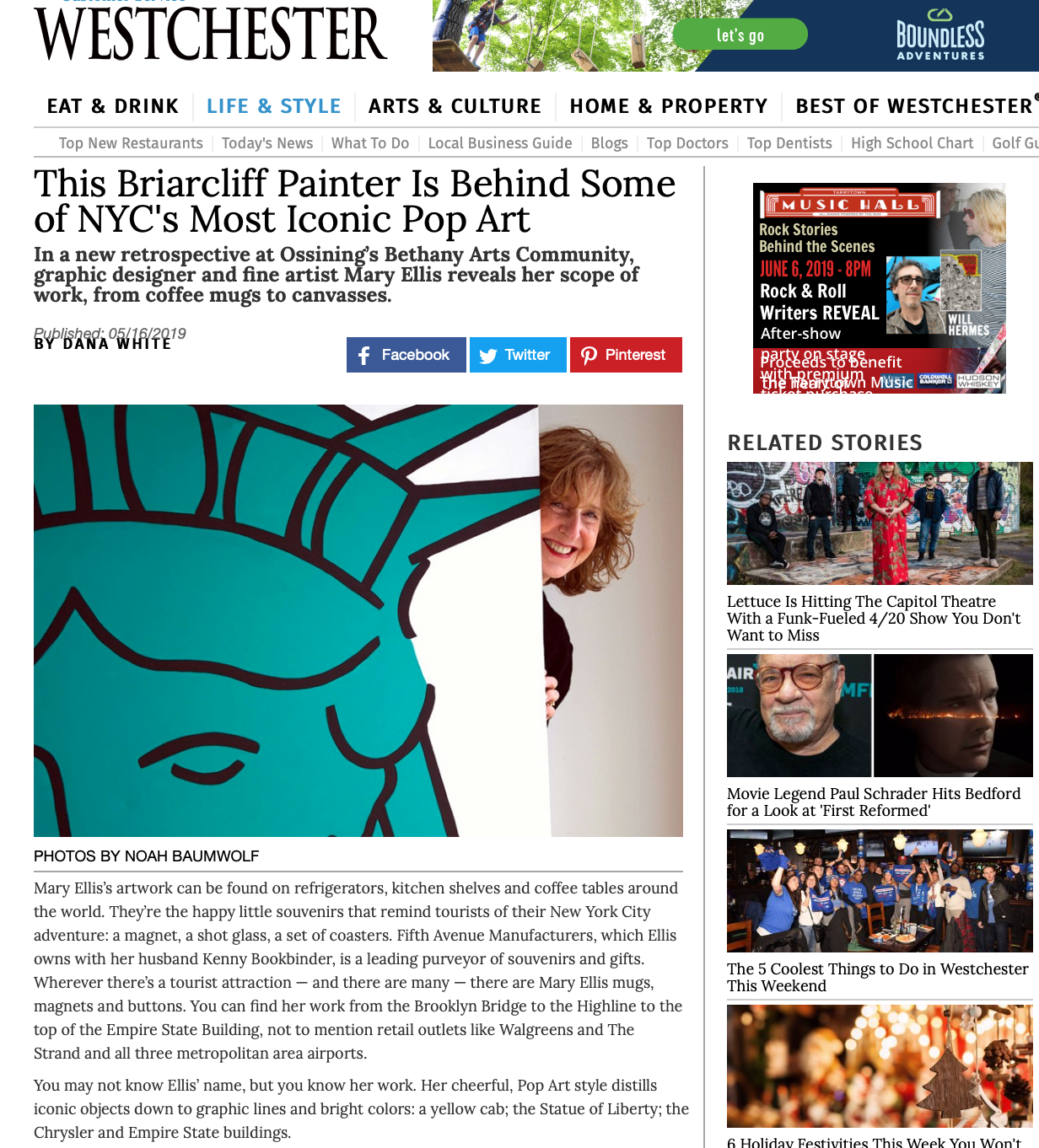 Westchester Magazine: This Briarcliff Painter Is Behind Some of NYC's Most Iconic Pop Art (May 2019)