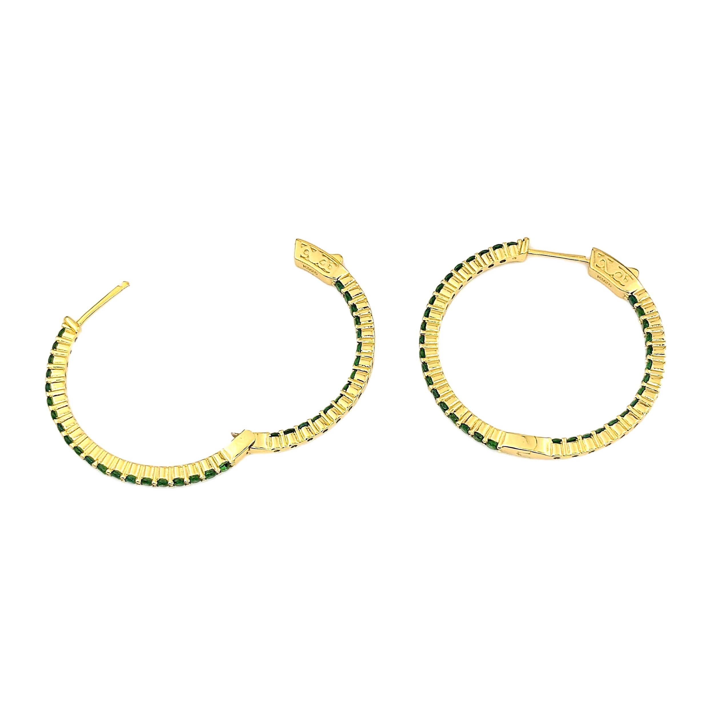 dani and the rings 35mm Green CZ Hoop Earrings