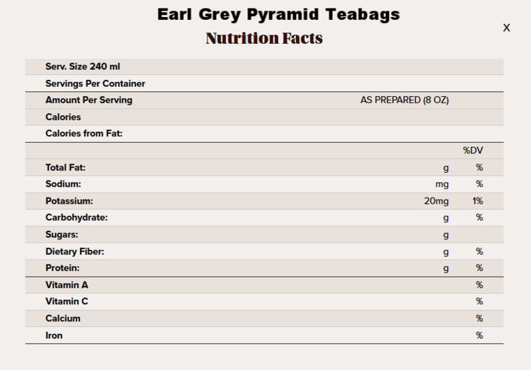 Earl Grey pyramid tea nutritional info.png