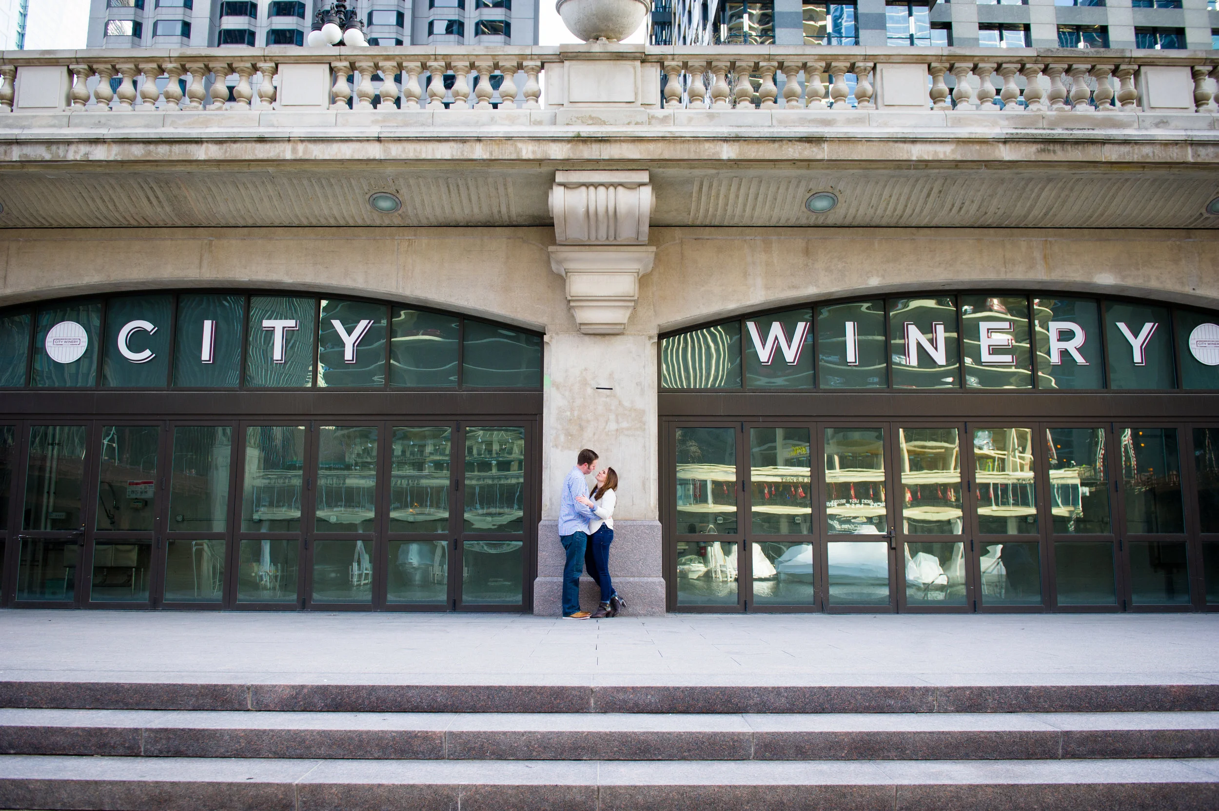 Chicago River Walk Engagement Session: Anne + Jeff