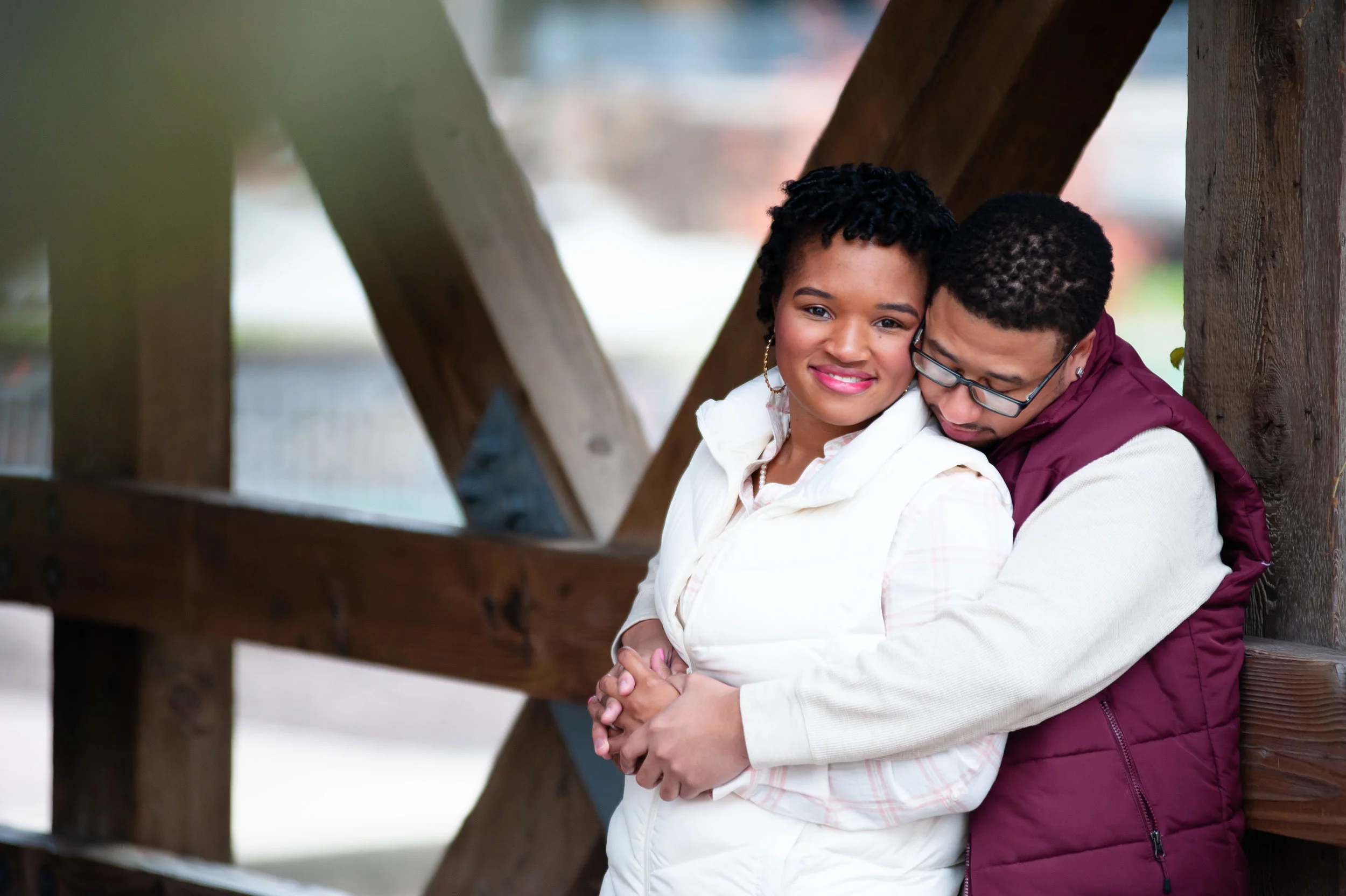 Naperville Riverwalk Engagement Session: Jessica + Justin