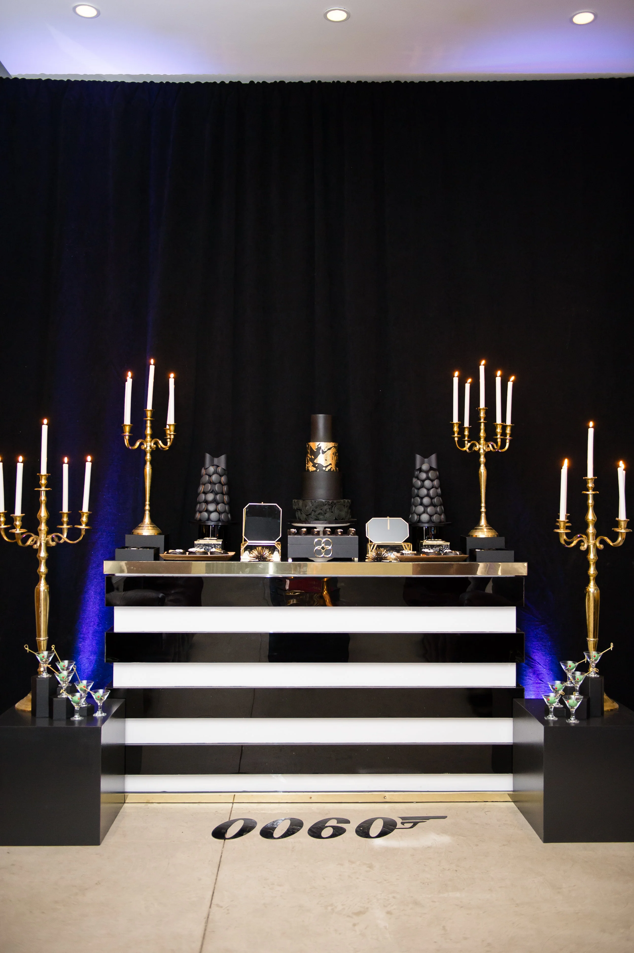   Dark event space with concrete ceiling.  