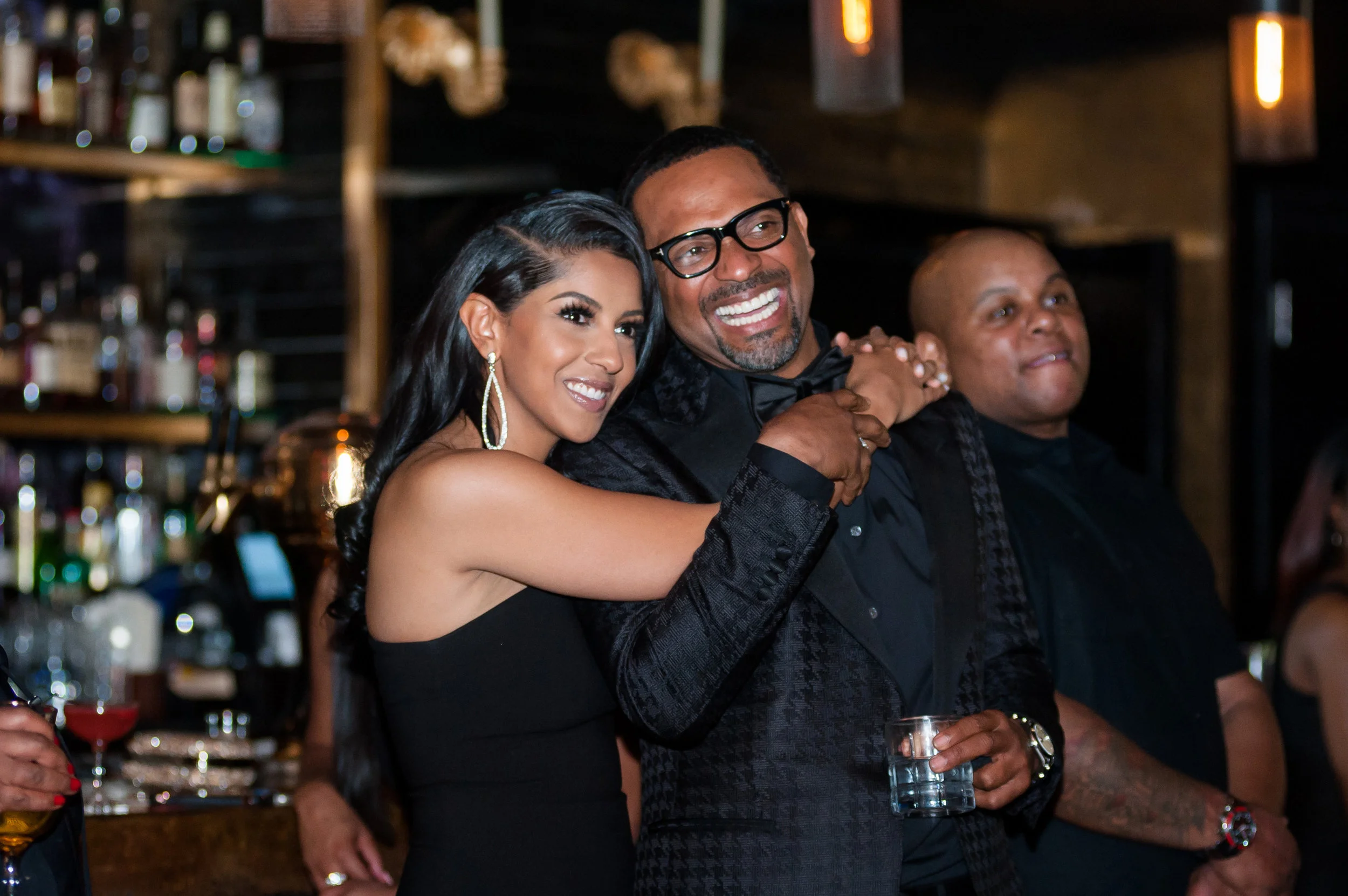   Basement of a private club with black ceiling.  