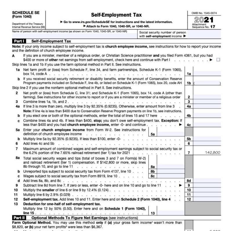 tax form for self employed