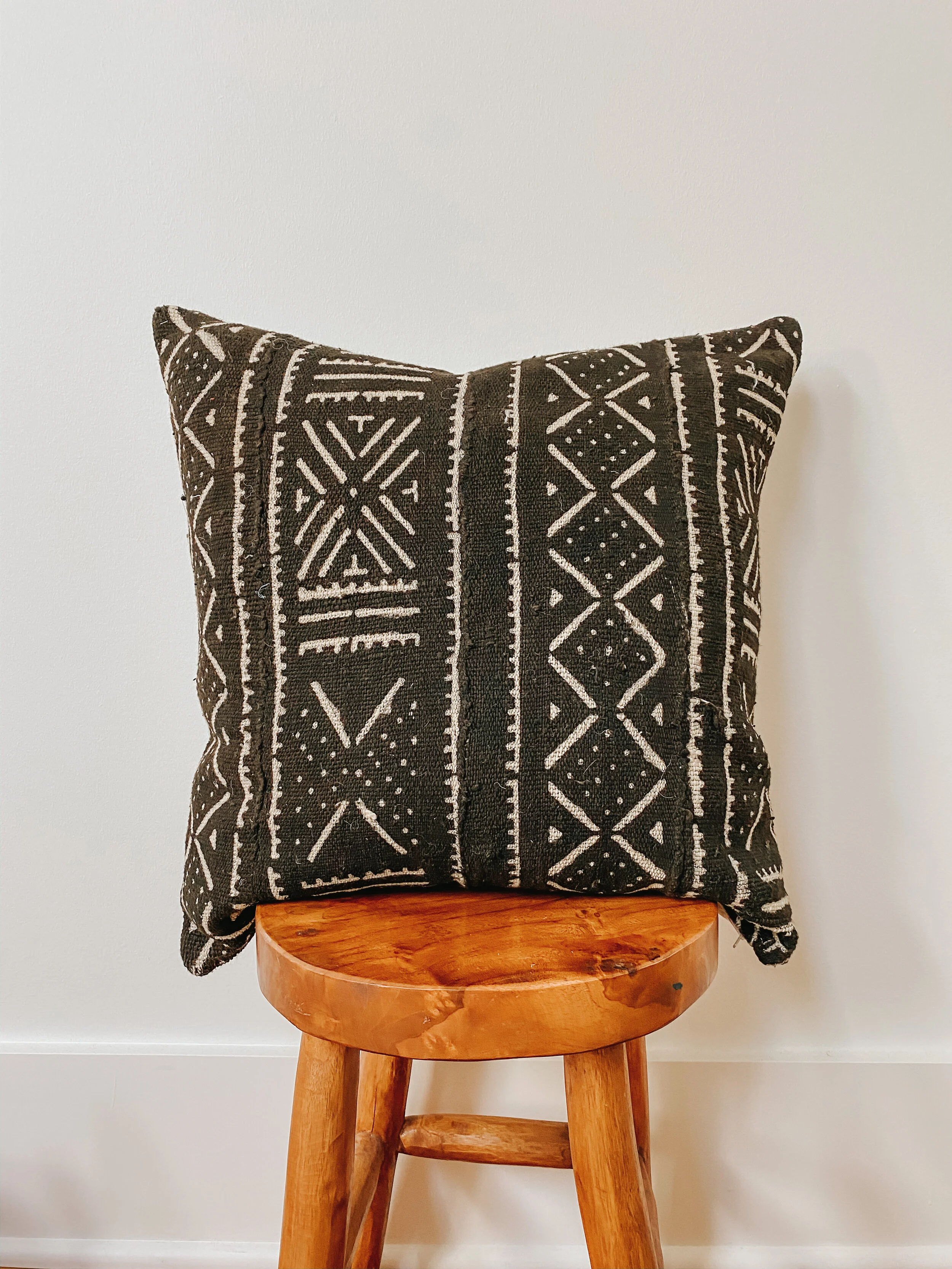 147 - Black Mali Mud Cloth Pillow