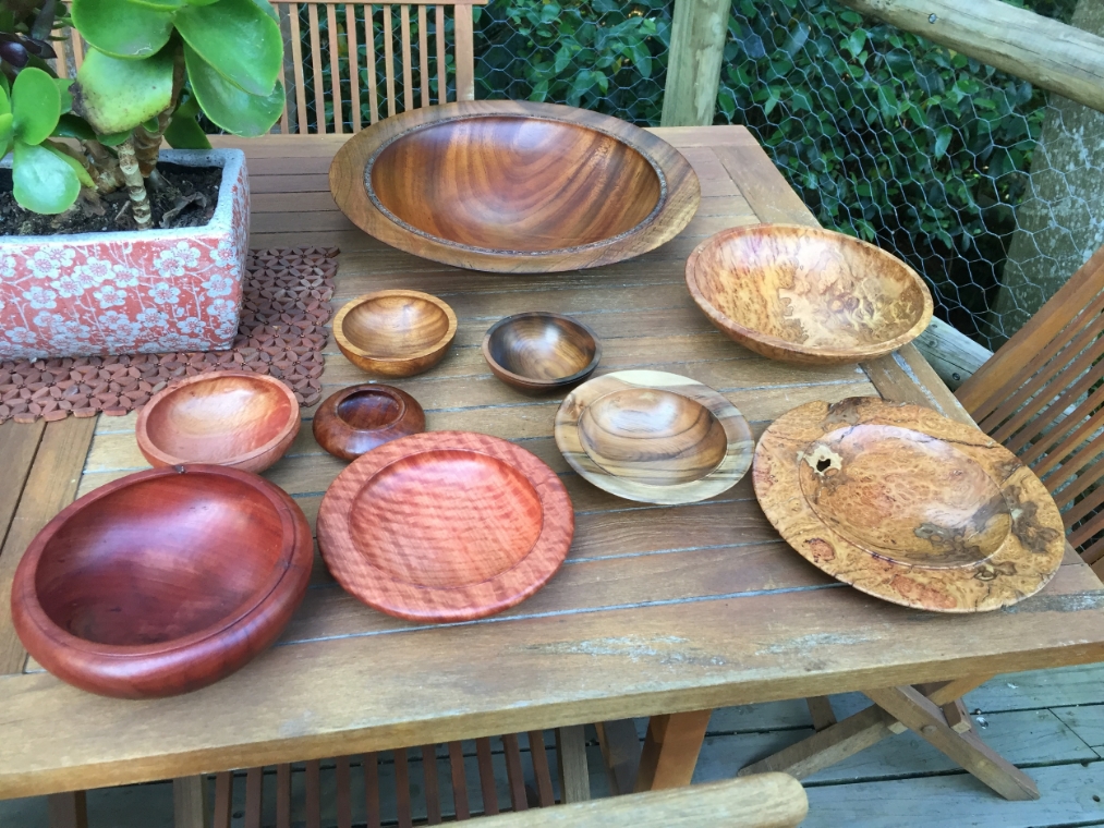 Recent range of bowls at the Makers Market all from Australian timbers