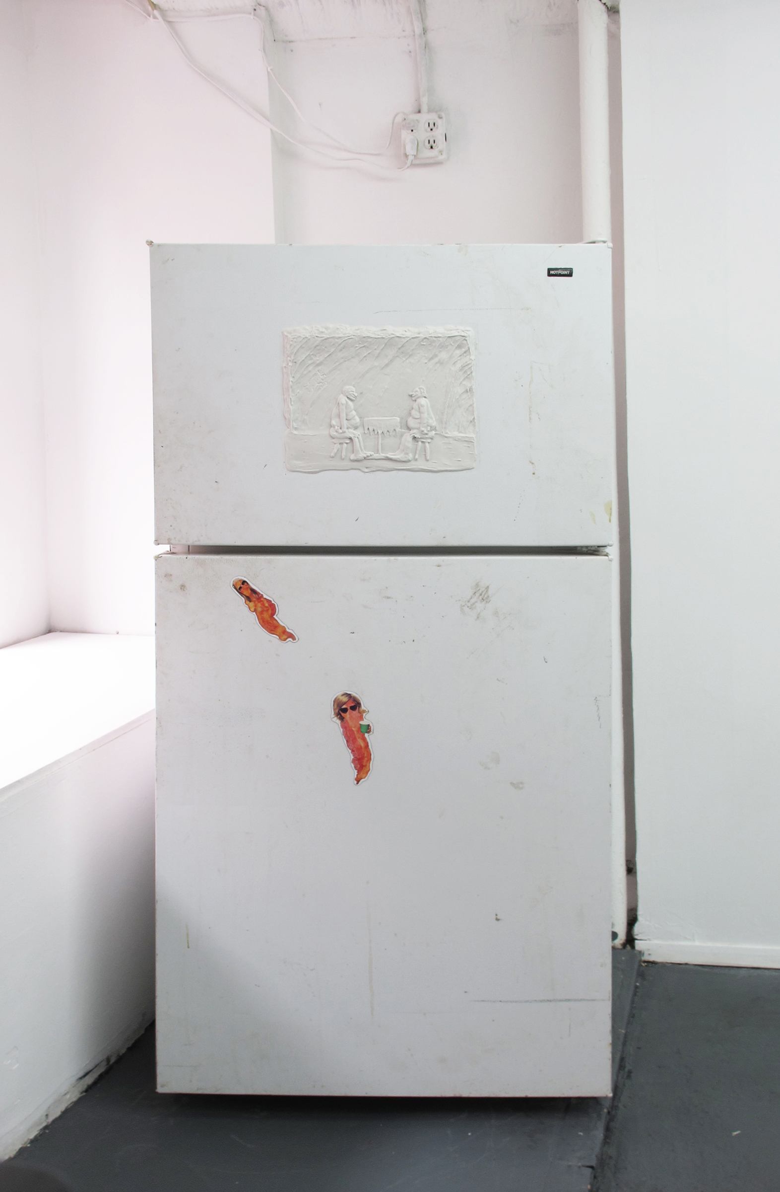  Michael Assiff,  Fridge , 2015, plastic on refrigerator, 60 x 28 x 28 in 