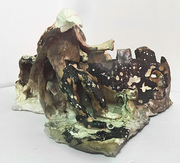  Tom Forkin,&nbsp; Beyond The Infinite Gate II , 2015 clay, glaze, rust, epoxy clay,&nbsp;11 x 14 x 6.5 in 