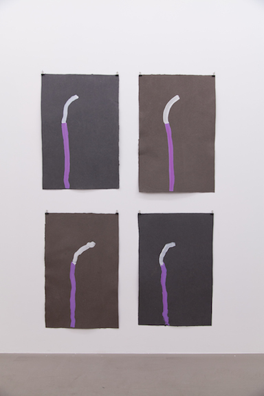  Ross Simonini,&nbsp; 2 Day Circuits , 2014, acrylic on paper, four sheets of paper: 30 x 20 in each 