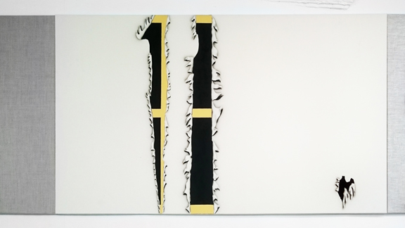  Zoe Barcza,&nbsp; Animorphs.S01E16.Tobias , 2015, acrylic and flashe on linen,&nbsp;39.4 x 74.8 in 