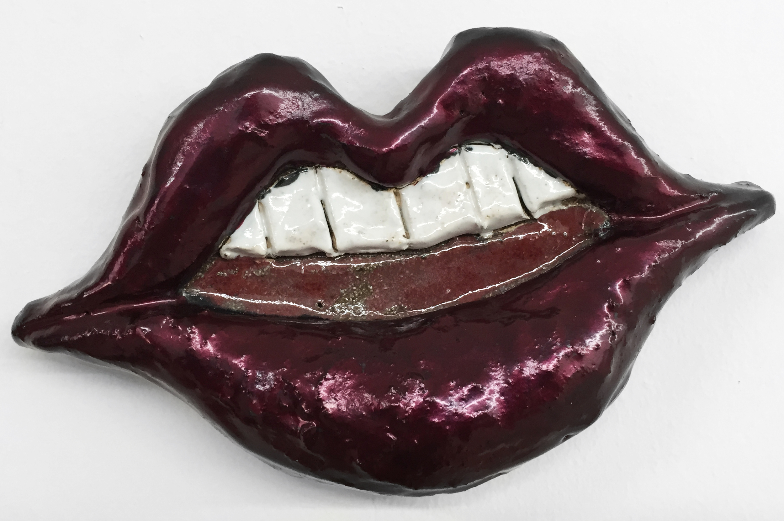  Liz Craft,&nbsp; Lips , 2013,&nbsp;ceramic, nail polish,&nbsp;5 x 9.25 x 2 in 