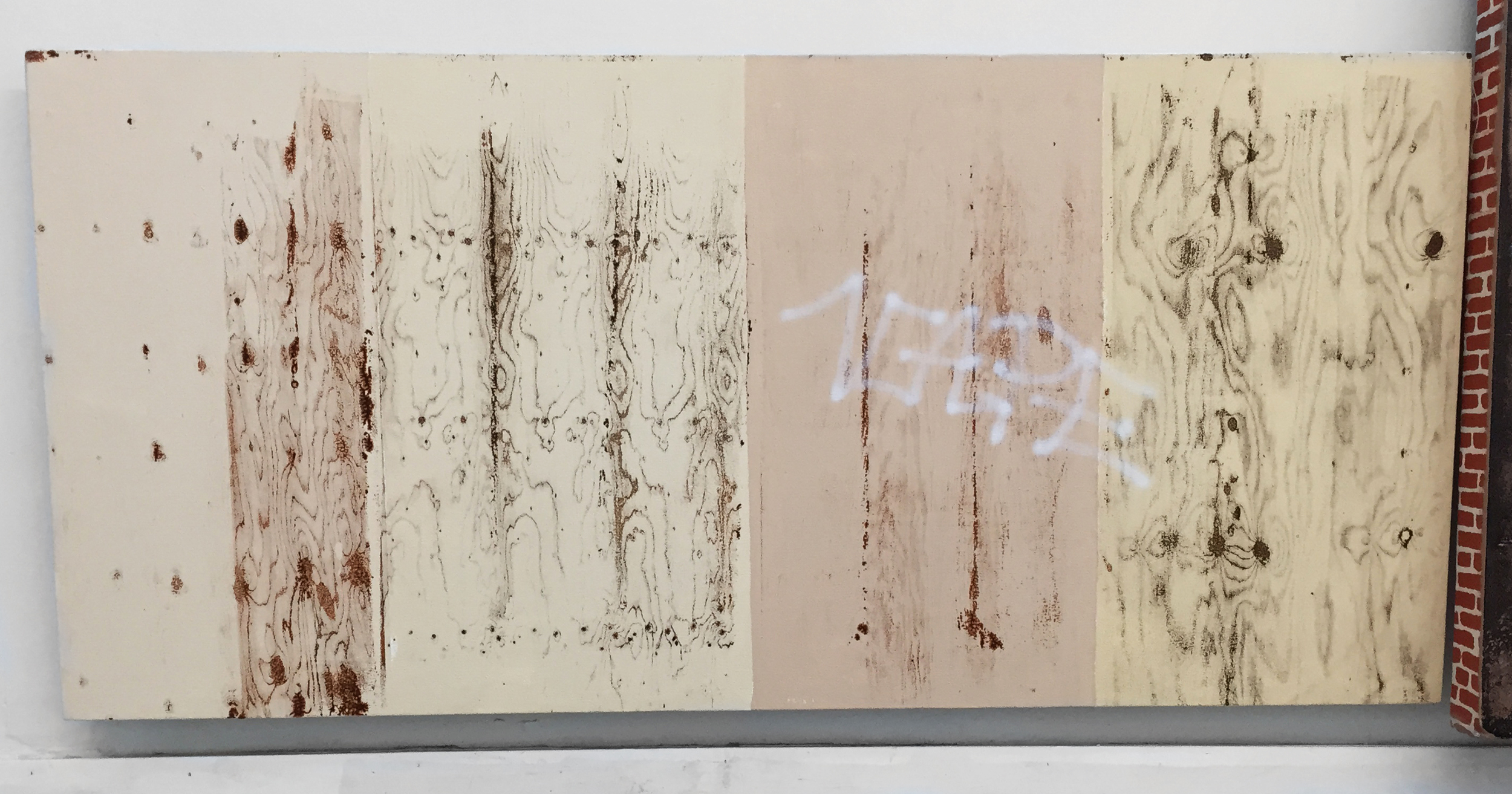 Pentti Monkkonen,&nbsp; Plywood Wall (Vape)  acrylic on canvas,&nbsp;20 x 43 in 
