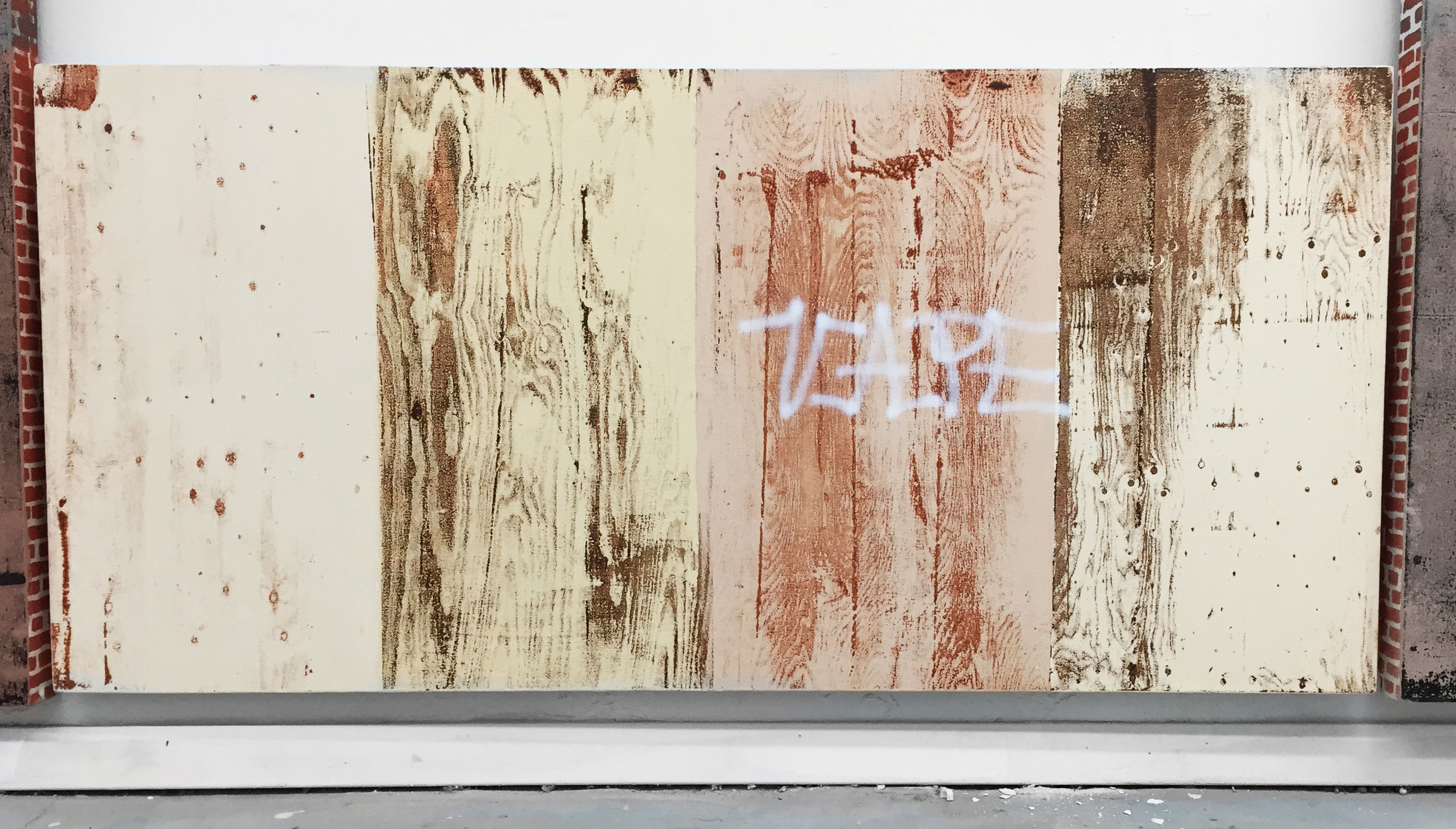  Pentti Monkkonen,&nbsp; Plywood Wall (Vape) , 2014,&nbsp;acrylic on canvas,&nbsp;20 x 43 in 