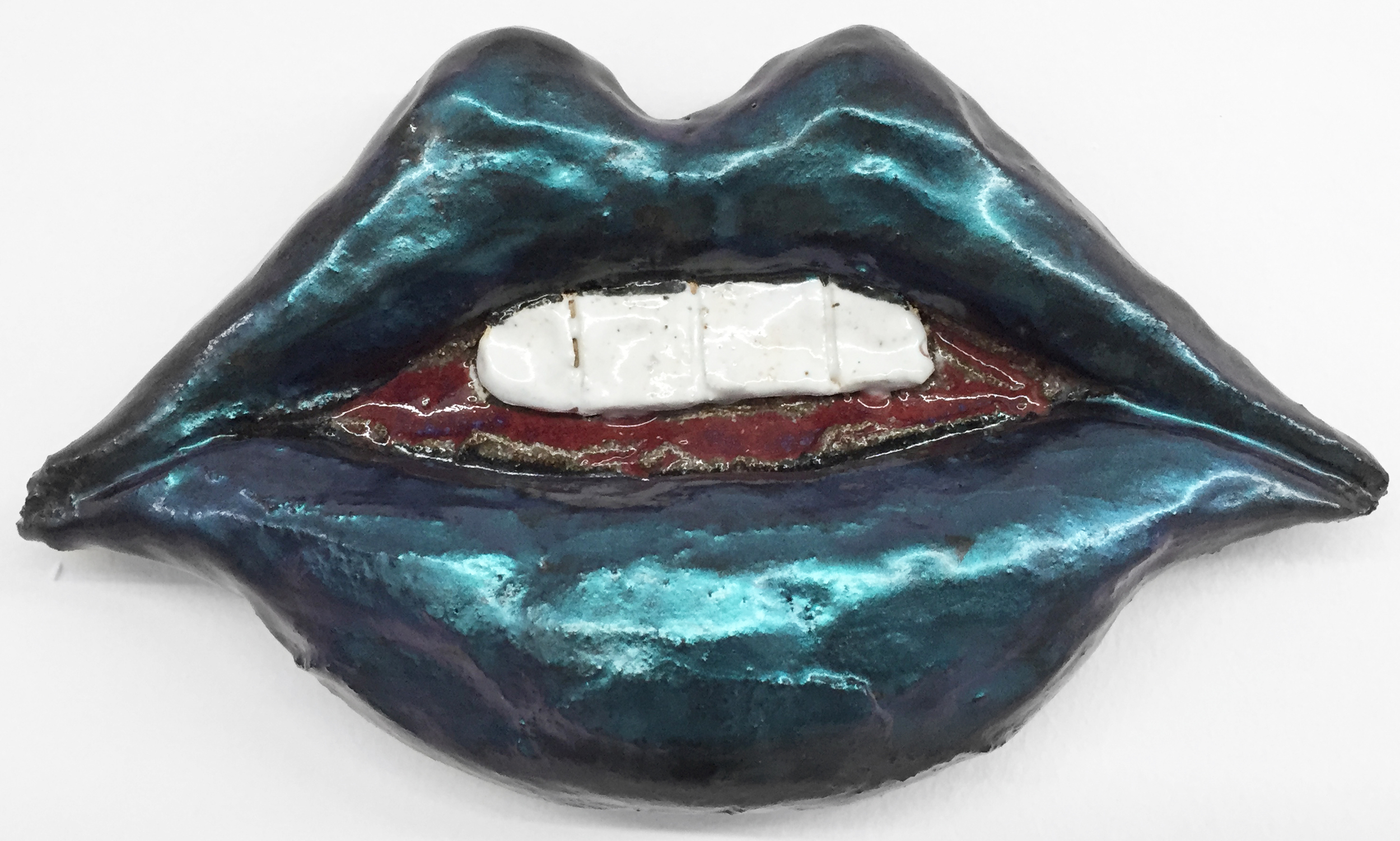  Liz Craft,&nbsp; Lips , 2013,&nbsp;ceramic, nail polish,&nbsp;5.5 x 9 x 2.25 in    