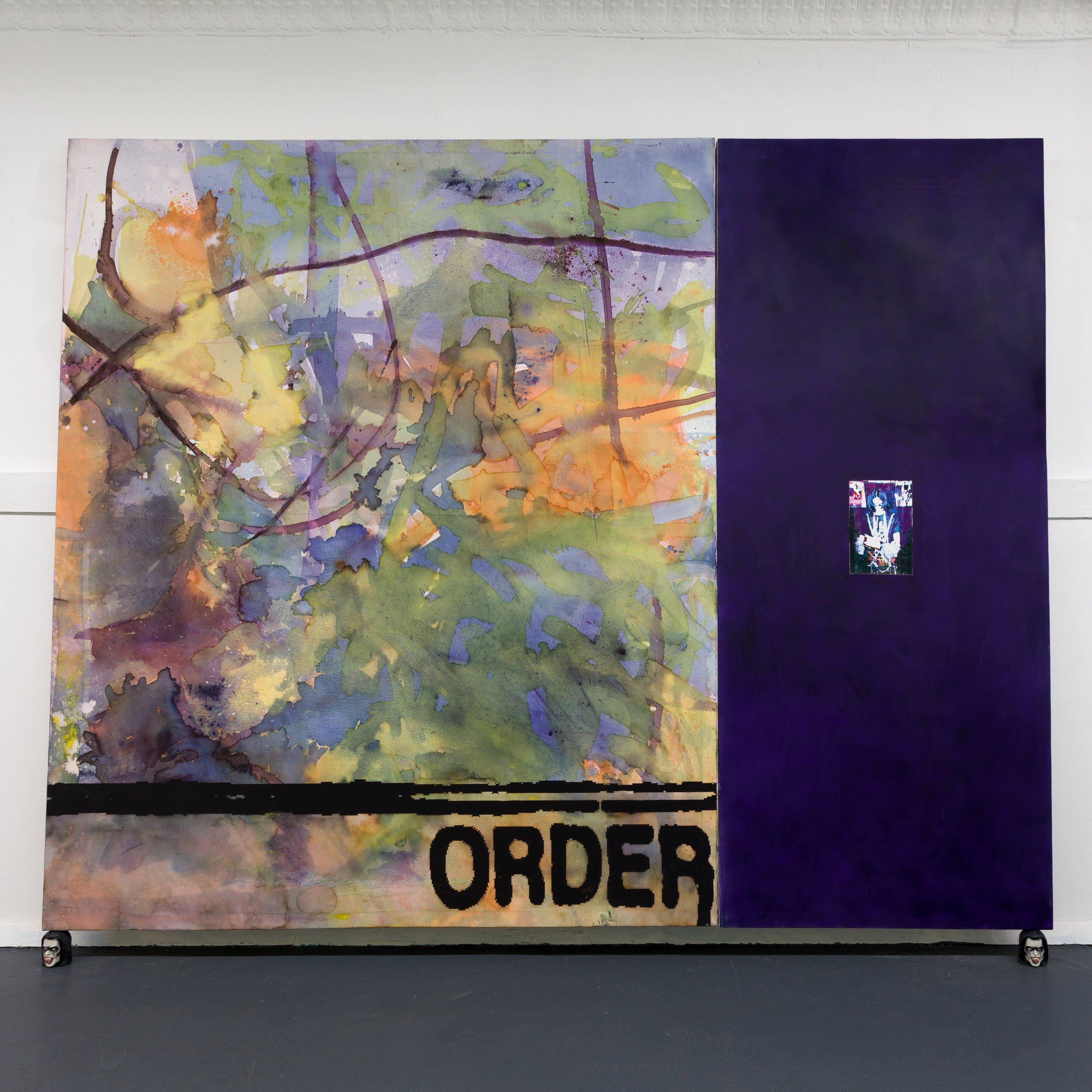   AJ Kahn,   Order_5_Angel , 2022, Ink, charcoal, and acrylic on canvas, 72 x 90 in, 182.9 x 228.6 cm 