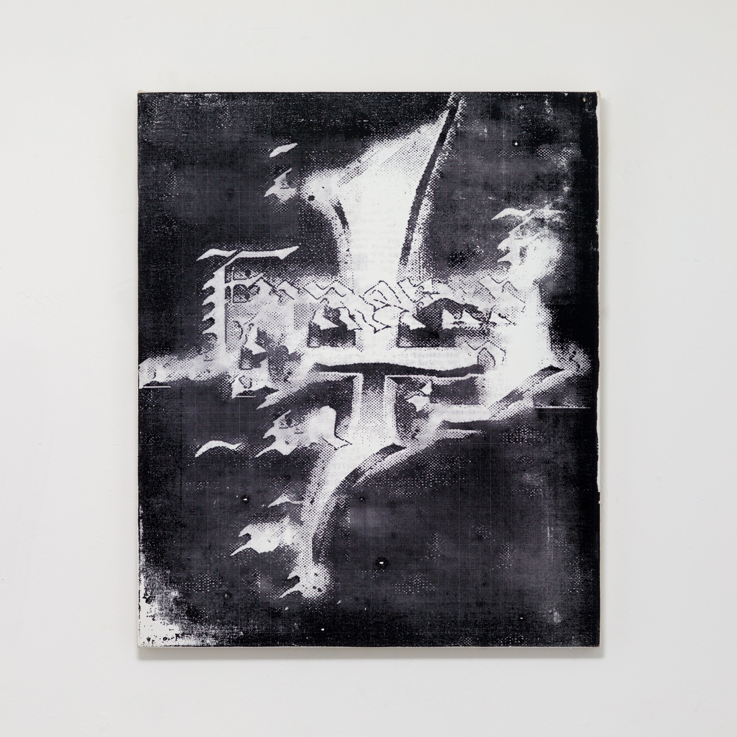   AJ Kahn,   Sewn Patch , 2022, Silkscreen on canvas, 20 x 24 in, 50.8 x 61 cm 