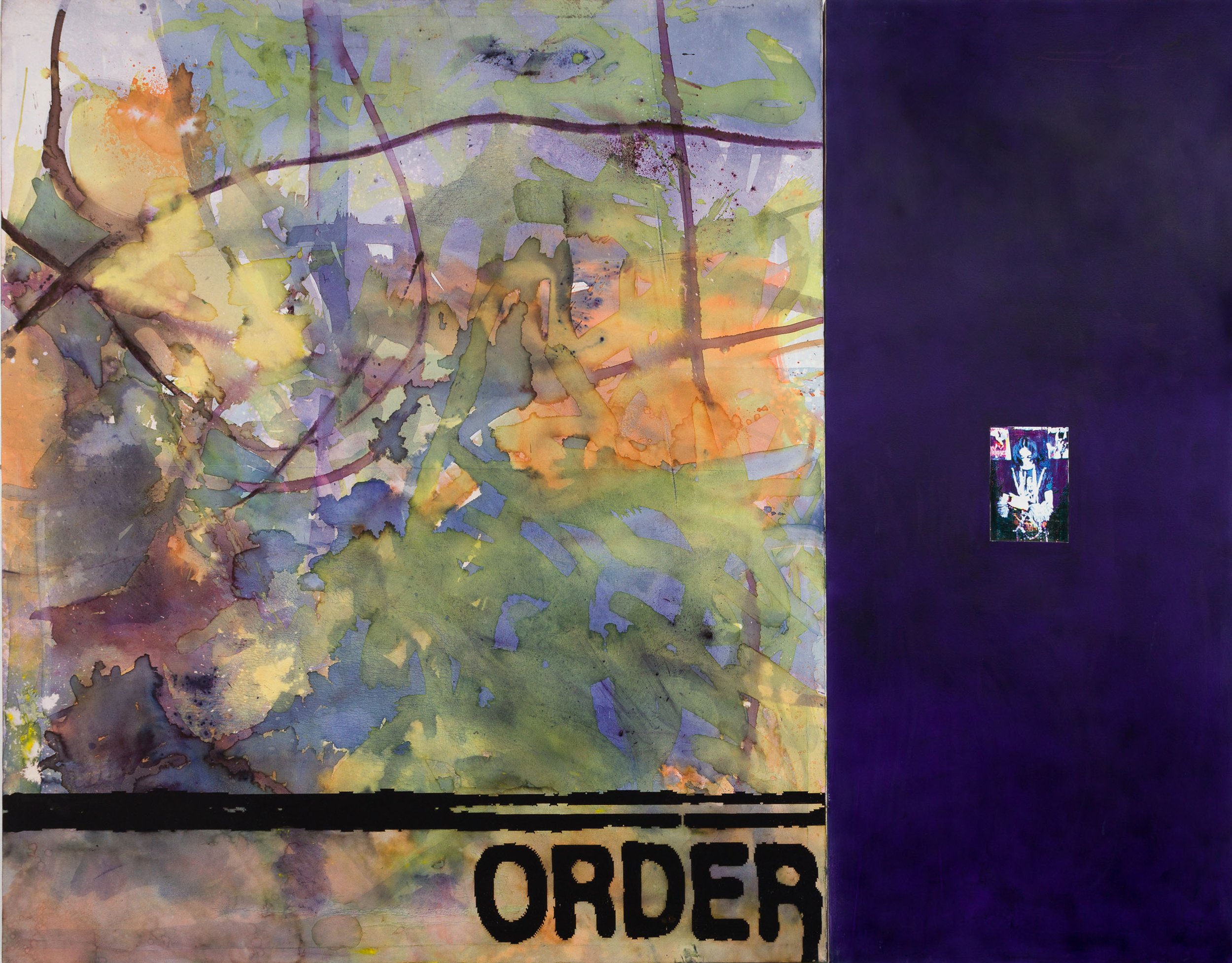   AJ Kahn,   Order_5_Angel , 2022, Ink, charcoal, and acrylic on canvas, 72 x 90 in, 182.9 x 228.6 cm 