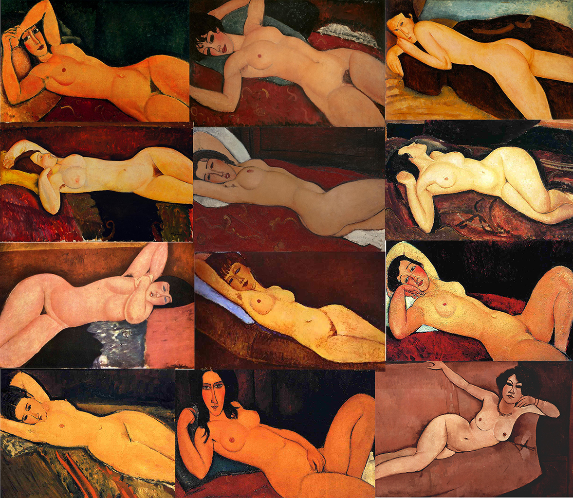 Fig. 1 Nudes from 1916-1919 by Amadeo Modigliani