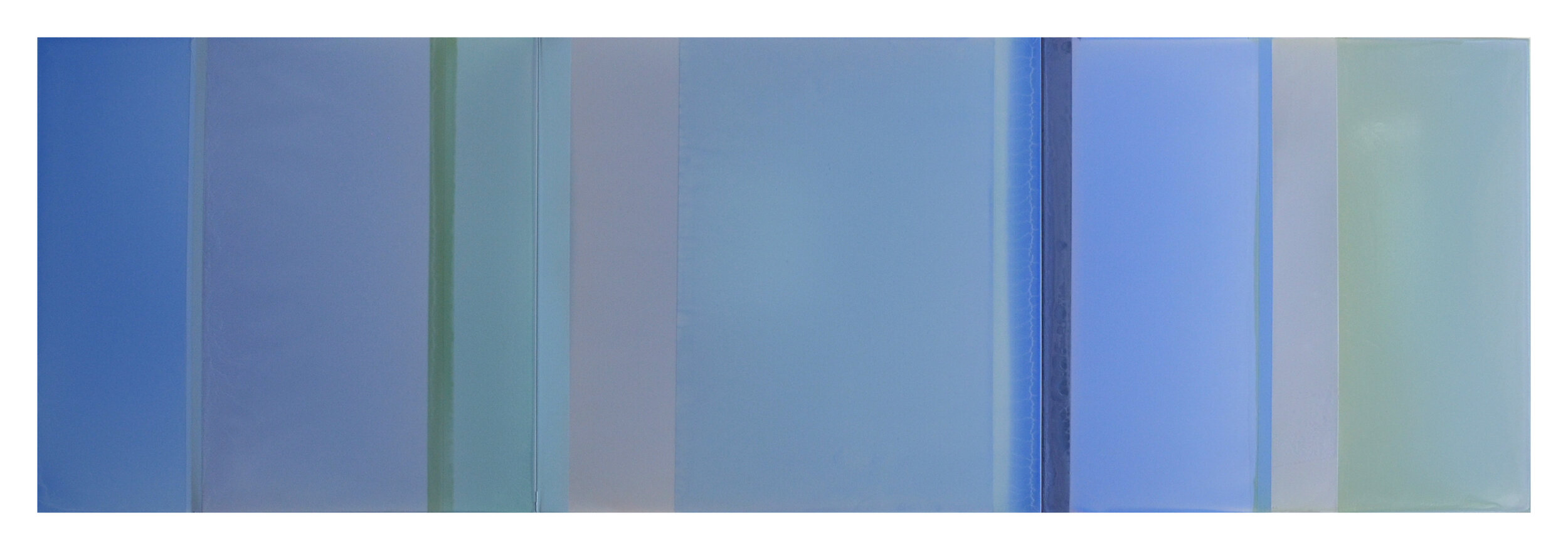   Blue, Near and Far   24” x 75” tinted polkymer on aluminum panel 2019 