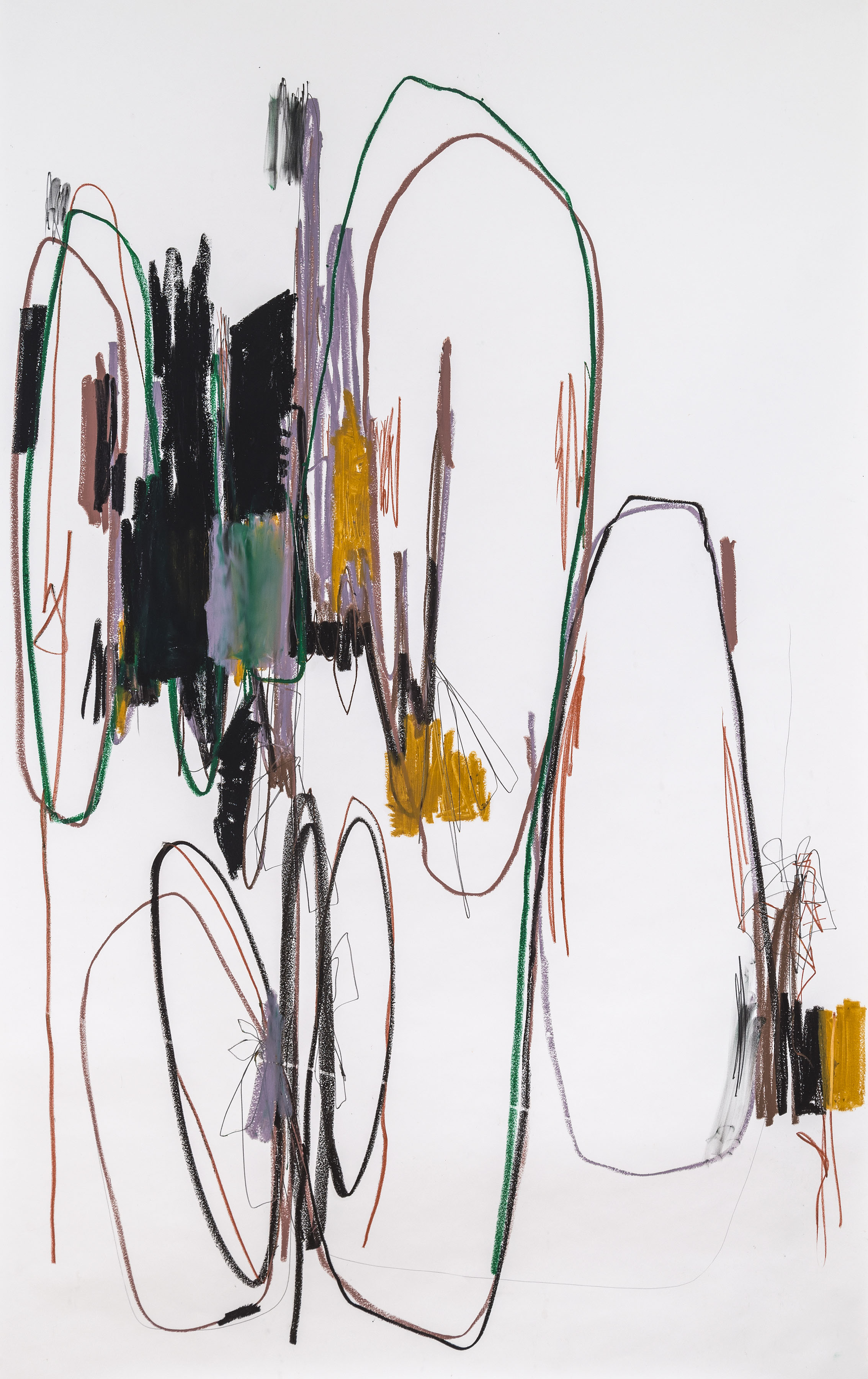   Upper West Side,  Hook &amp; Eye Project - Mary Prescott, piano, 2014, oil stick, charcoal &amp; pencil on paper, 66x38" 