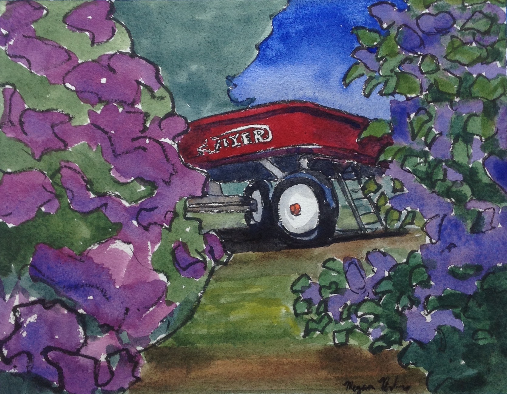 Red Wagon & Lilacs