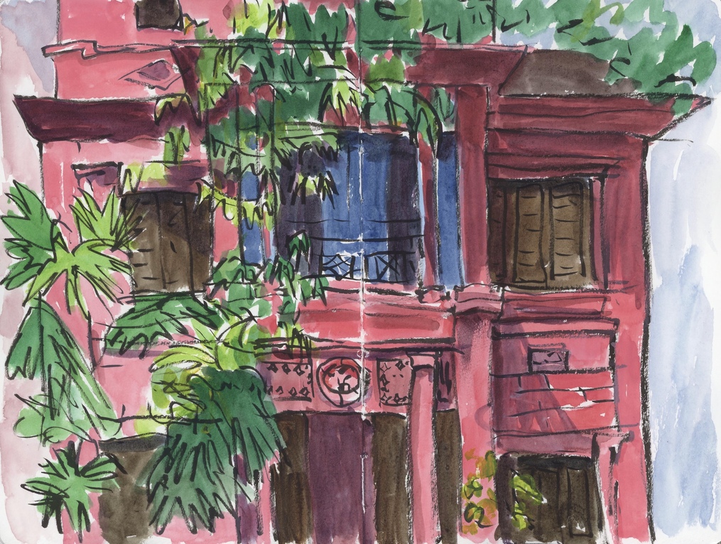 I spotted this pink and blue house on a walk around our friend’s neighborhood. Buildings are so much more colorful in India than in the US.