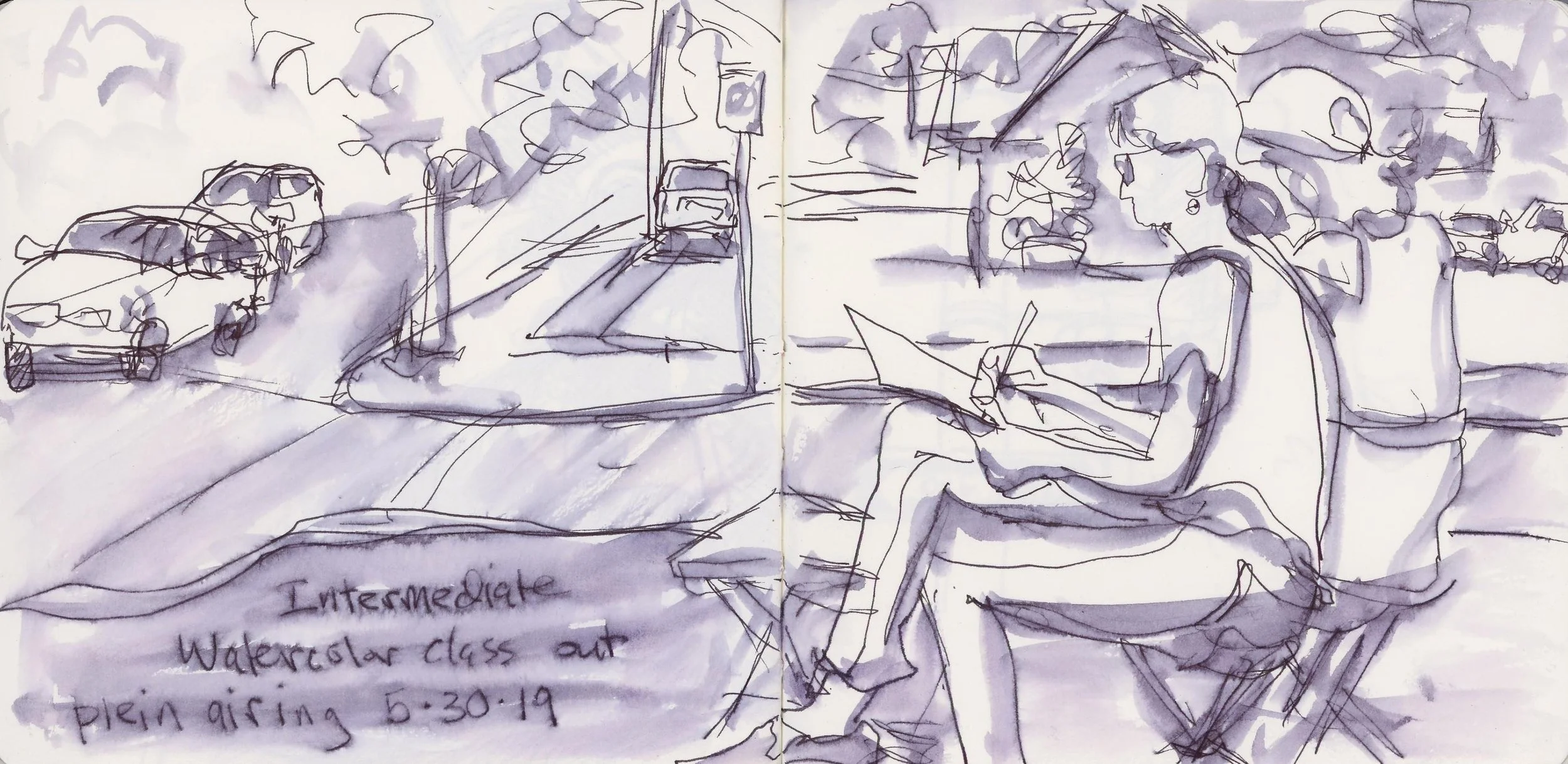 Plenty of Plein Air sketching with my Garland Sketchcrawl classes at the Spokane Art School.