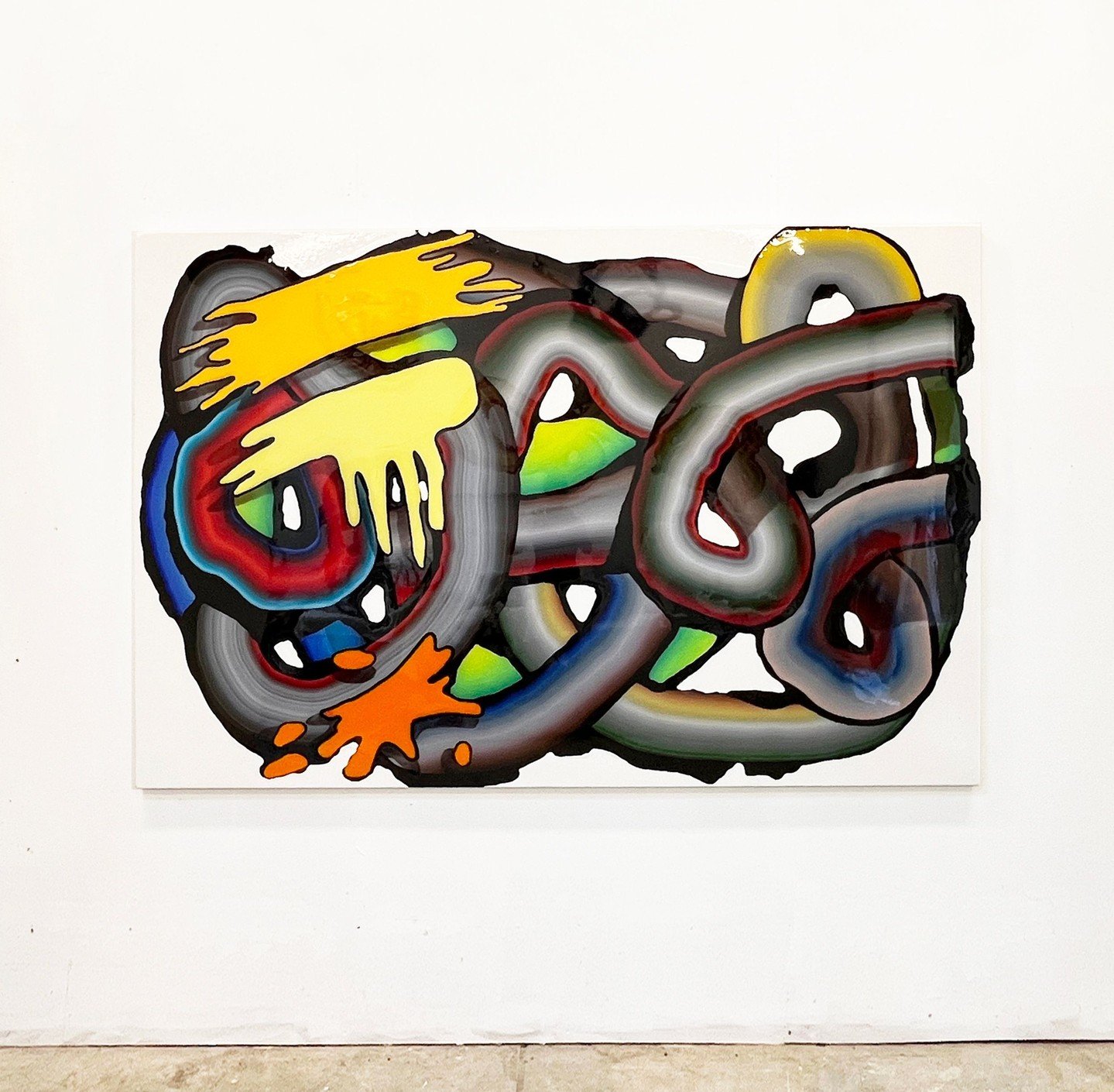 Sustain and Spill Across the 
Cognitive Field 2025

Acrylic, Epoxy Resin and Synthetic Polymer on Canvas 160 x 240 cm 

The act of painting for me is a way of recording invisible forces: internal emotions, psychic states and environmental energies as
