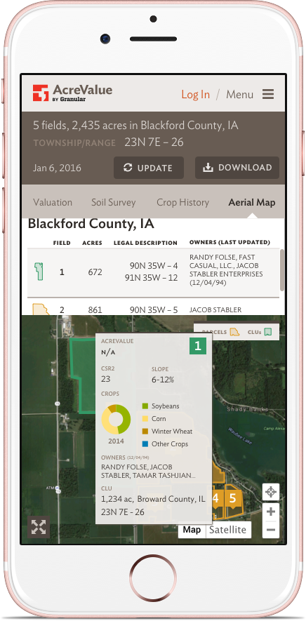 AcreValue: Mobile: Aerial Map