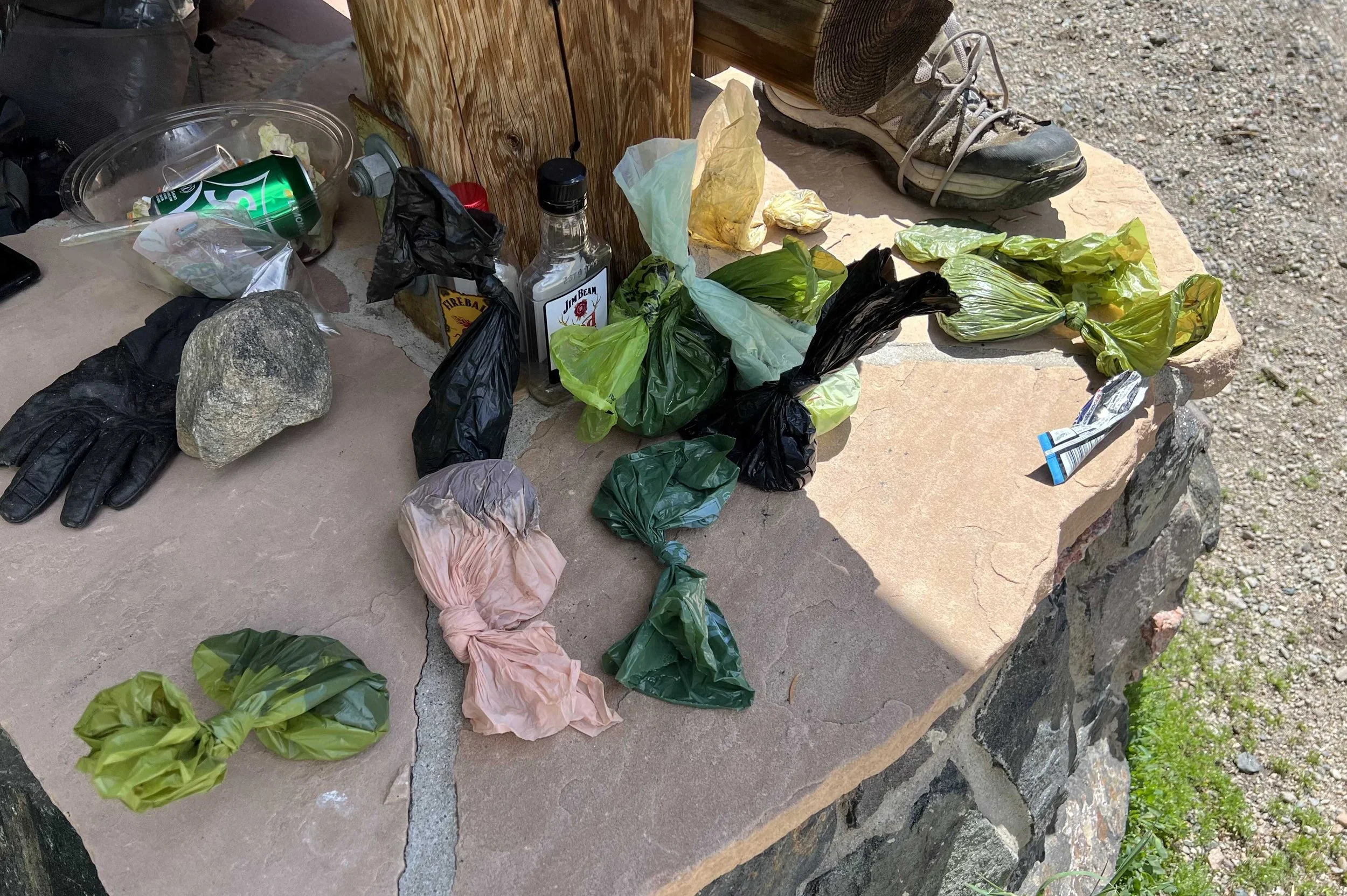  so many poop bags were left at the trailhead - disgusting 