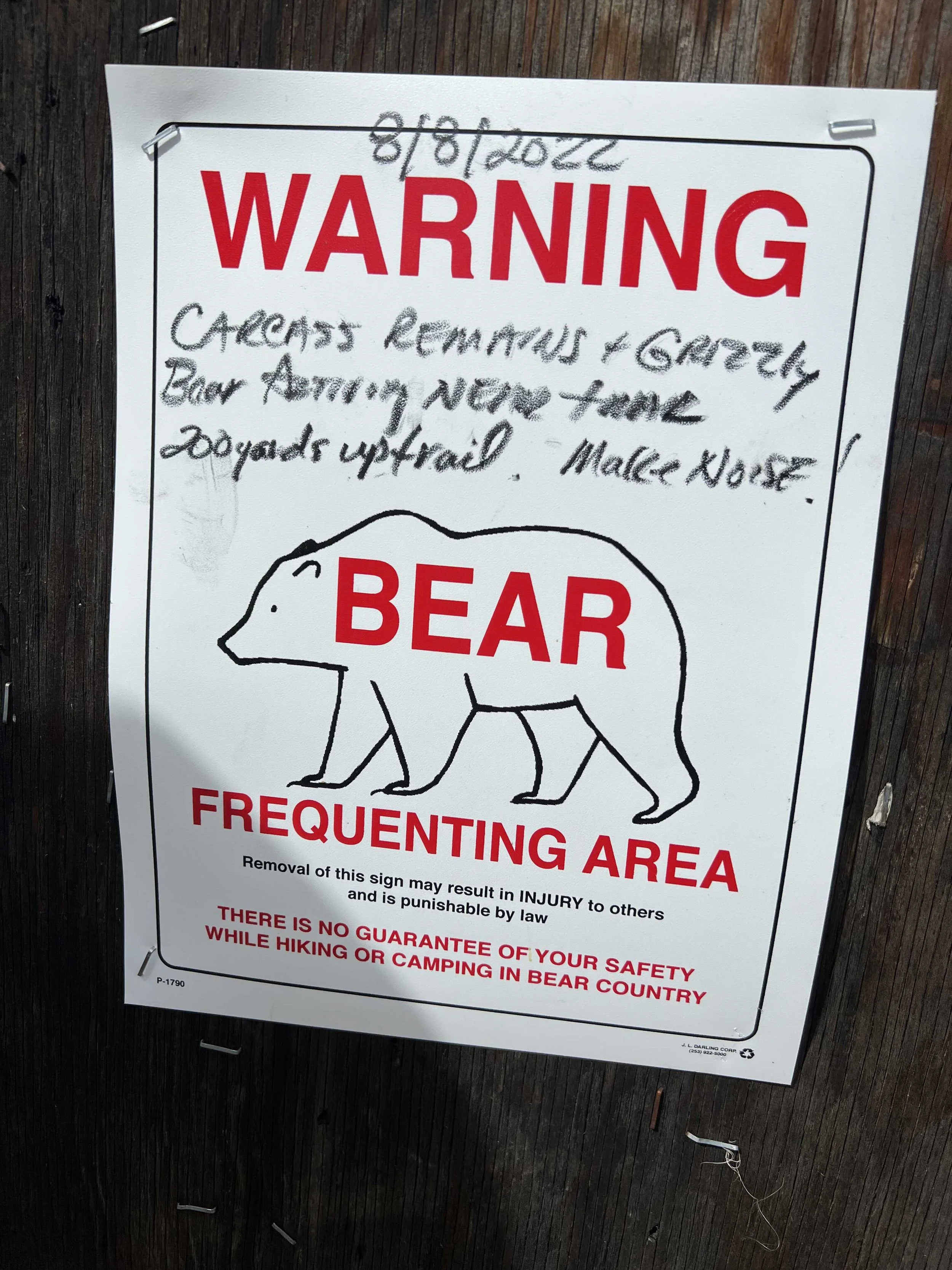  we could smell the carcass but didn’t see any bears. Also, I’m surprised they didn’t close this trail 