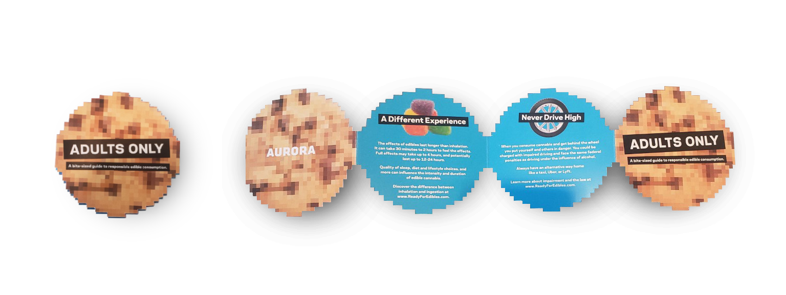  We created a double-sided (other side not shown here) educational pamphlet using the iconic pixelated cookie. These are given away in-store. 