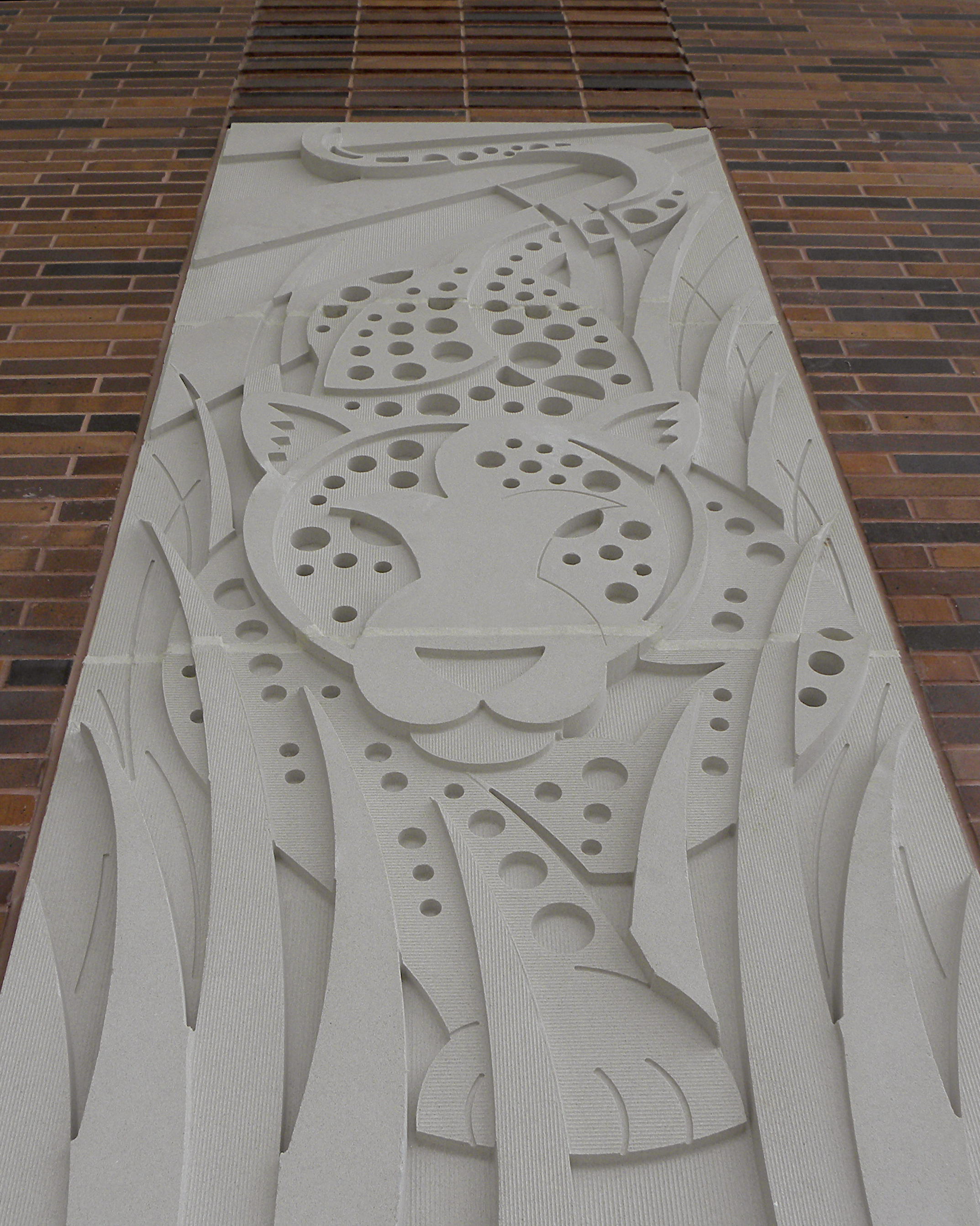   Leopard  Bas-relief cast stone 10’x 4’x 6” 