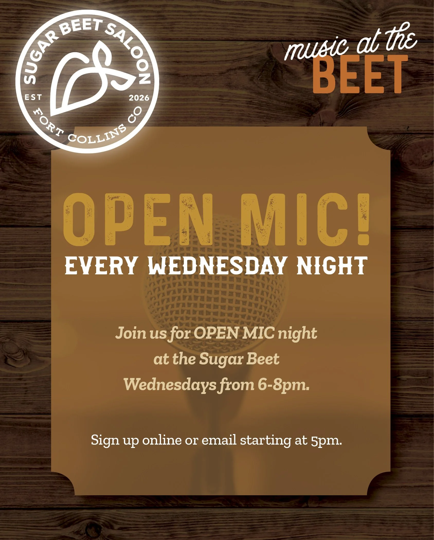 Open Mic Night every Wednesday!