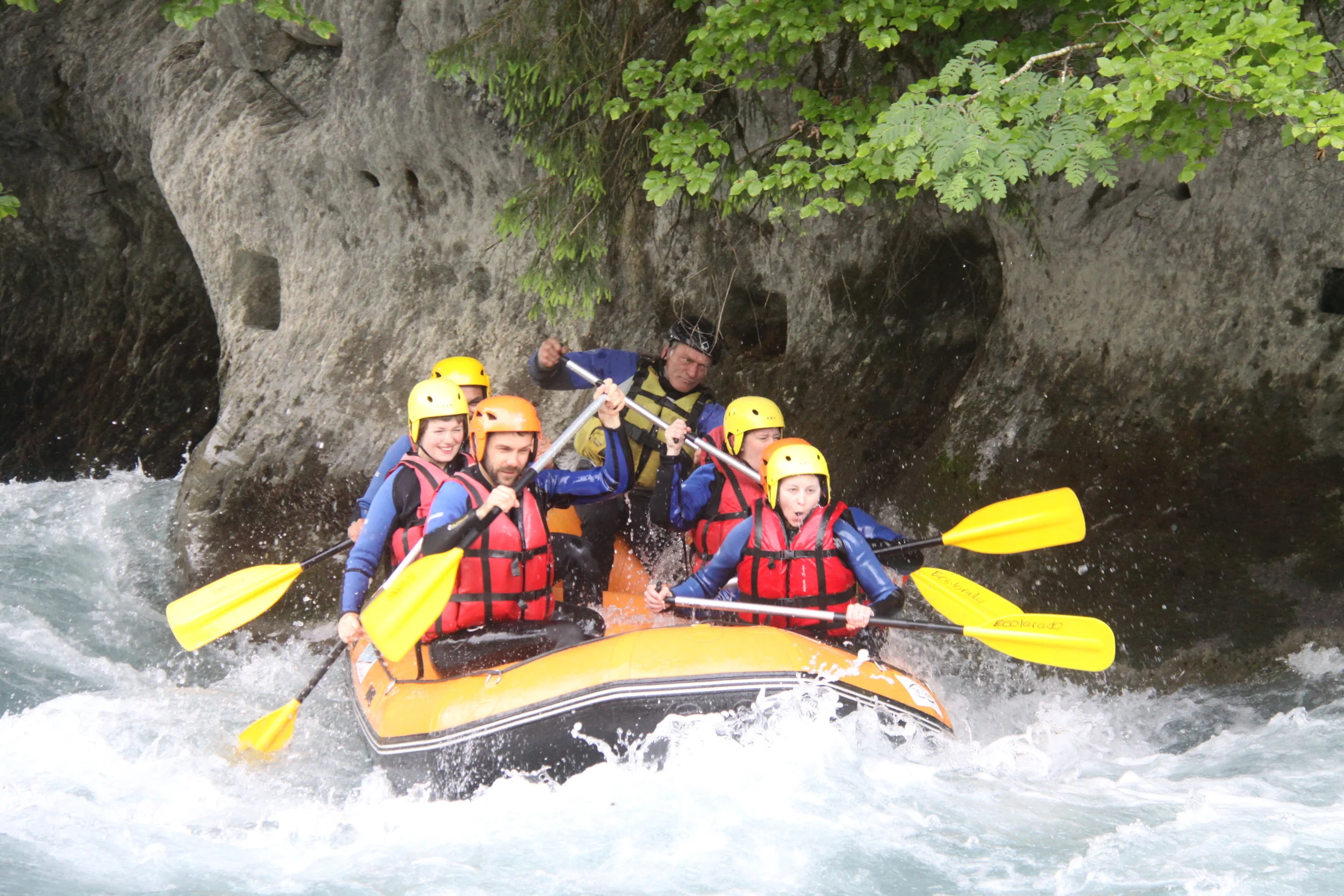 Moments after getting hit with a face-full of water while whitewater rafting.