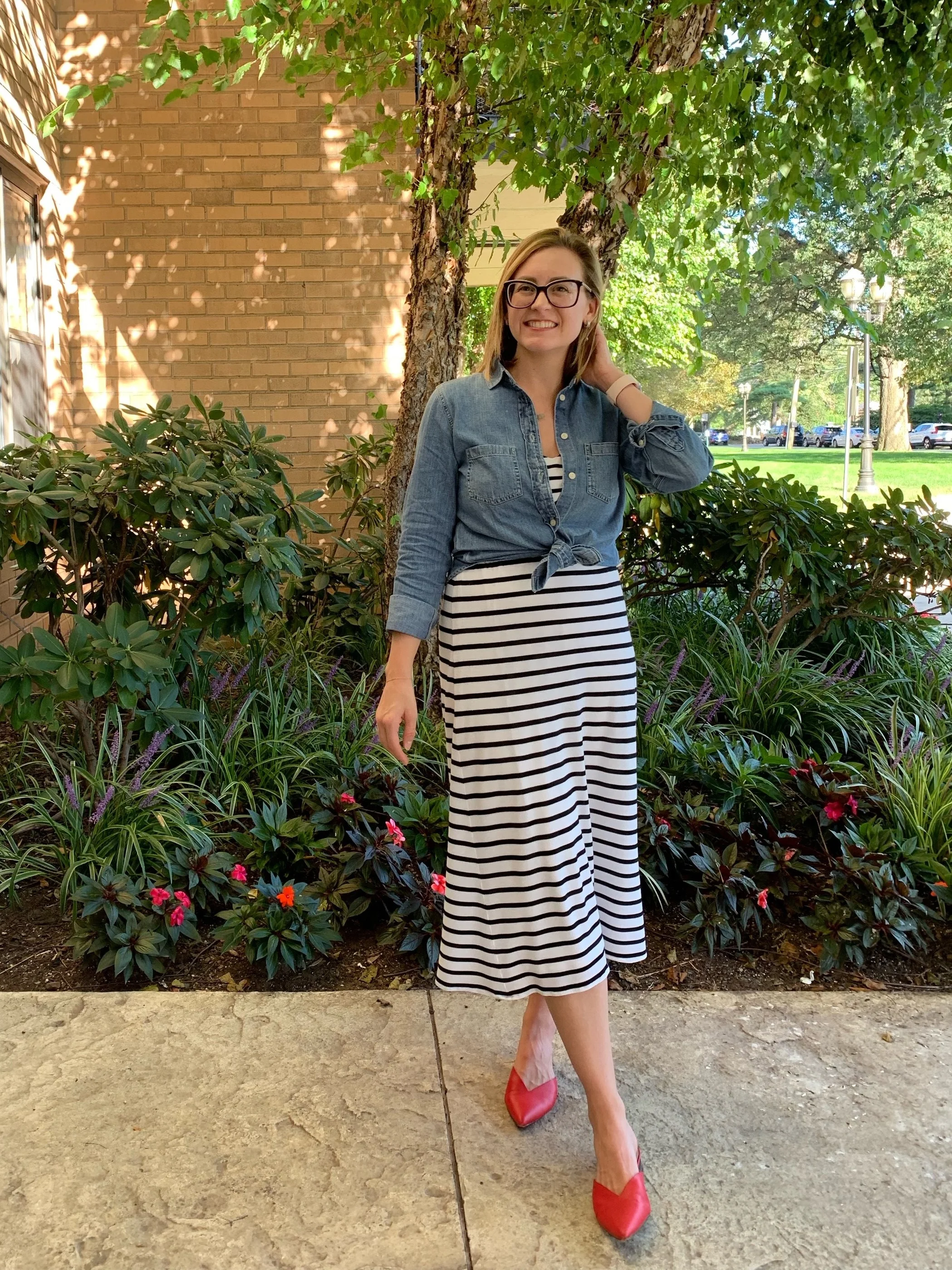 Surpassing seasonality with a striped dress