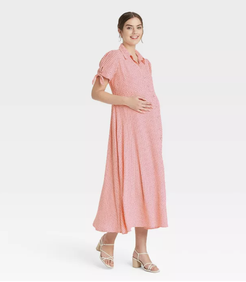 Short Sleeve Crepe Maternity Dress