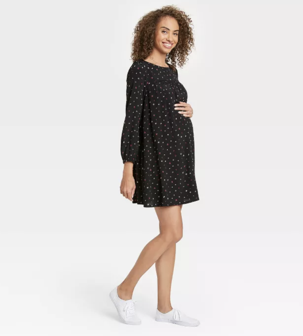 Long Sleeve Crepe Maternity Dress