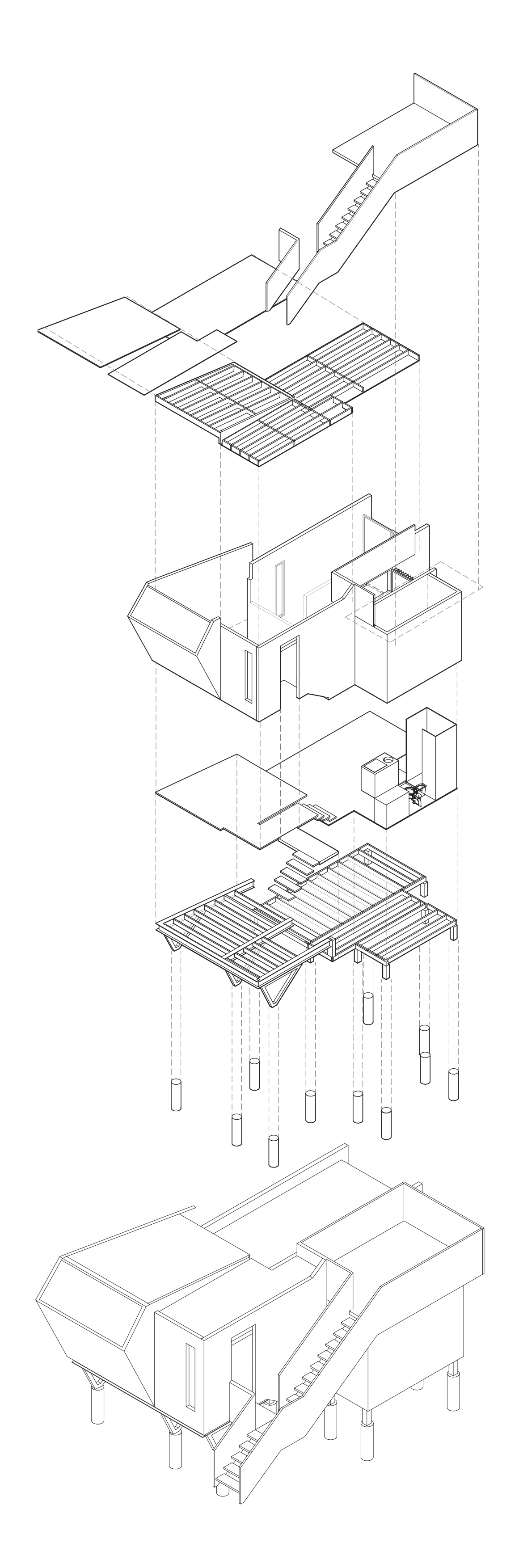 EXPLODED DRAWING ILLUSTRATING THE COMPONENTS // ECO CABIN